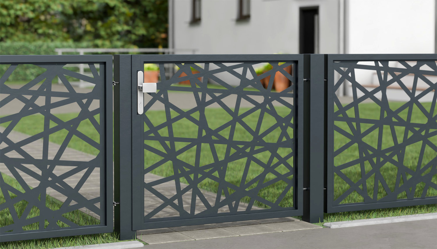 Gartentür Alu 1-flügelig Laserschnitt Design AB 1