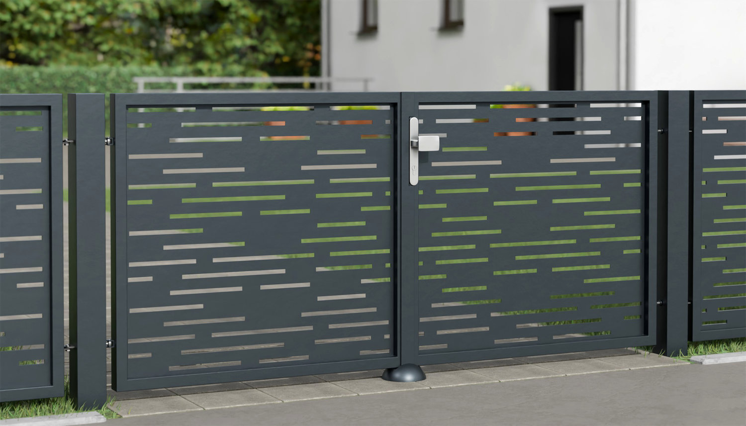 Gartentor Alu 2-flügelig Laserschnitt Design SF HO