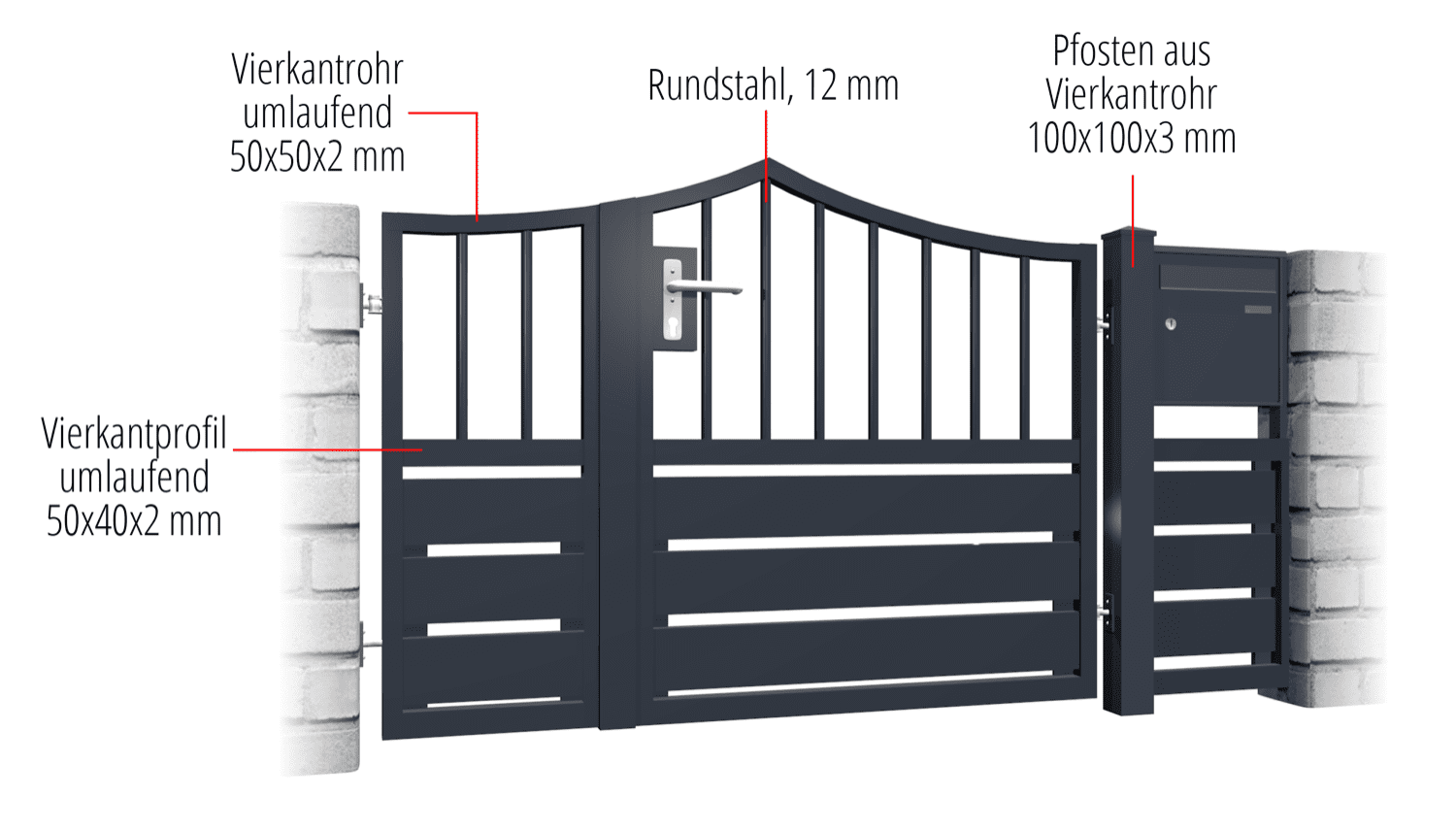 Gartentür Alu 2-flügelig Sichtschutz KSV 1, SB, BK