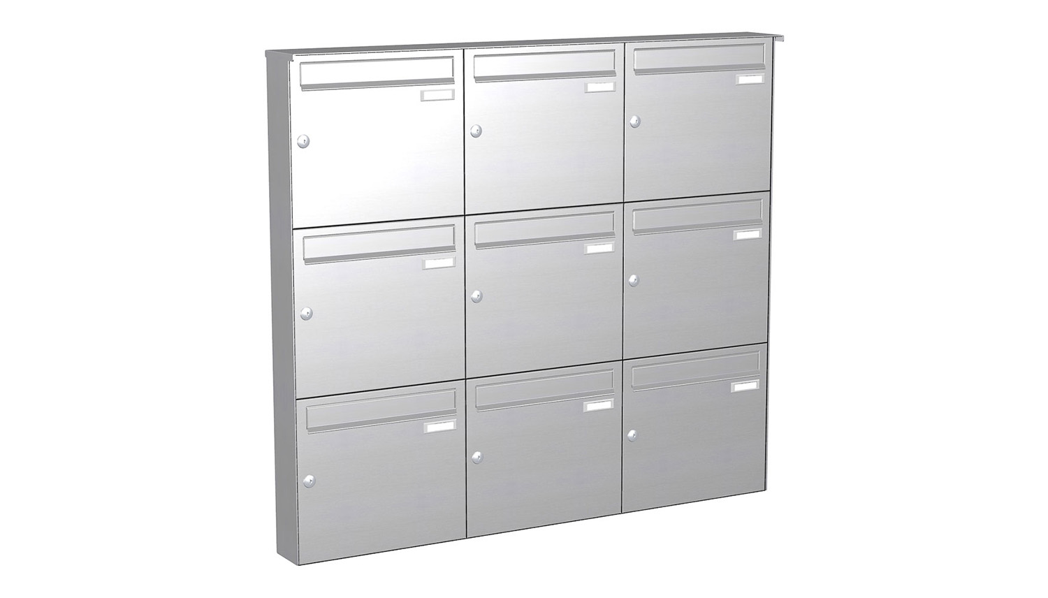 Briefkastenanlage | Aufputz | 9-fach | Senkrecht | Edelstahl