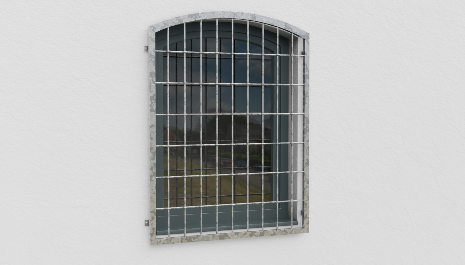 Fenstergitter verzinkt Rundstab Oberbogen 
