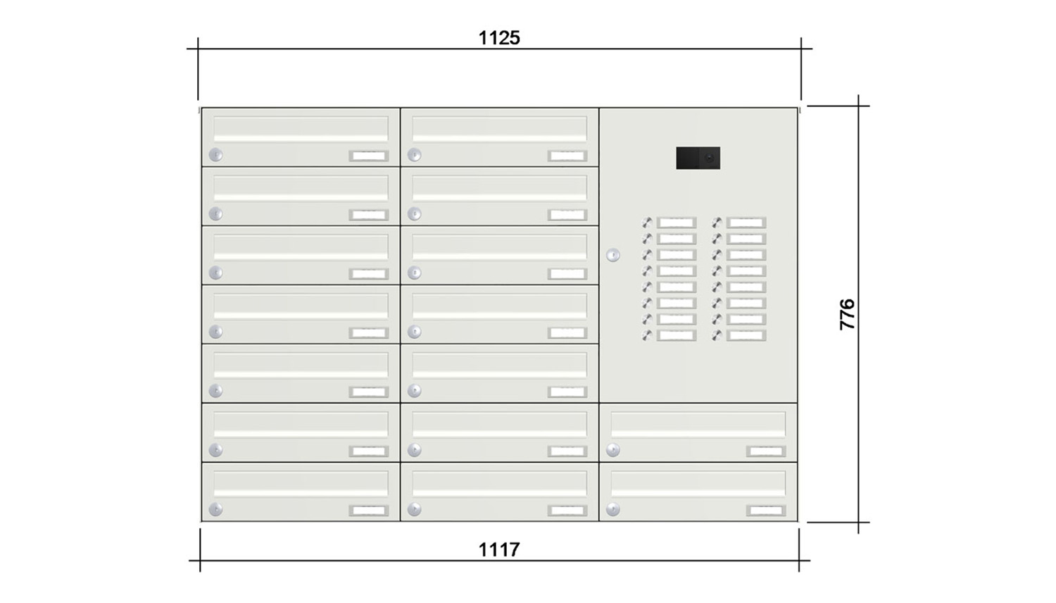 Briefkastenanlage | Aufputz | 16-fach | Waagerecht | Audio | Video | Farbe