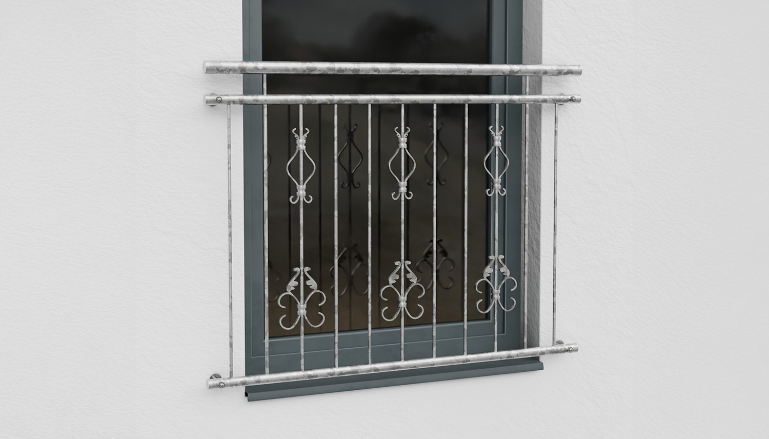 Französischer Balkon verzinkt Arkantus Triple Ornament 