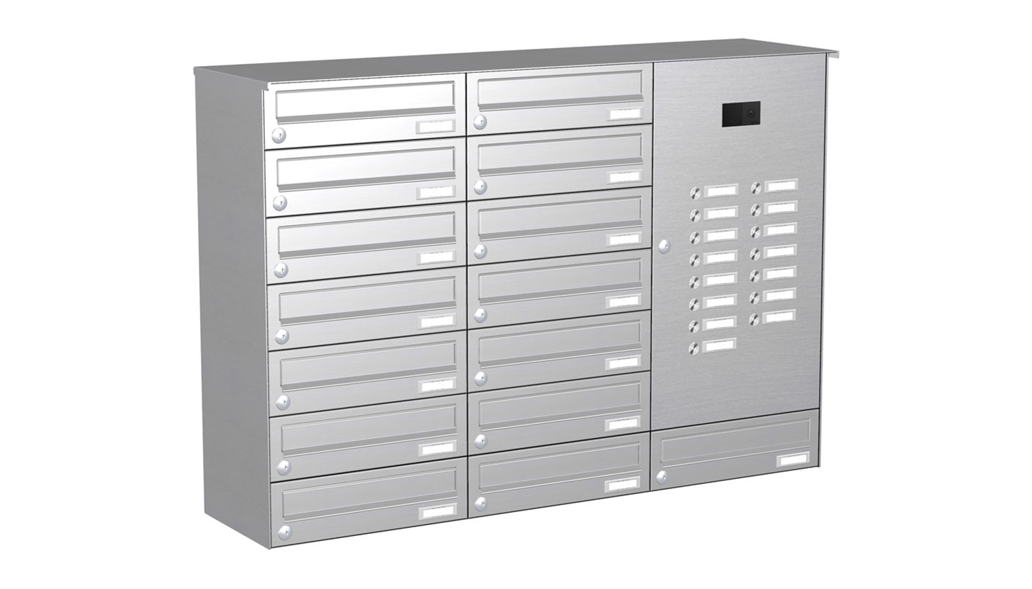 Briefkastenanlage | Aufputz | 15-fach | Waagerecht | Audio | Video | Edelstahl