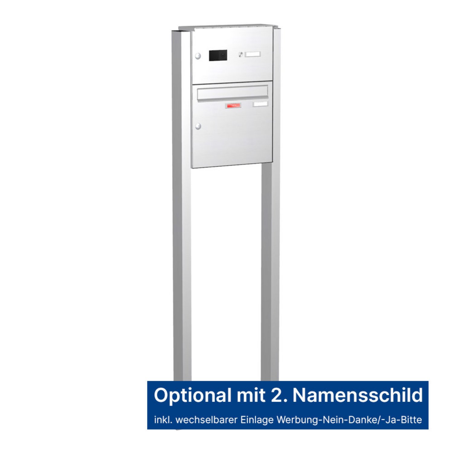 Briefkastenanlage | Freistehend | 1-fach | Senkrecht | Audio | Video | Edelstahl