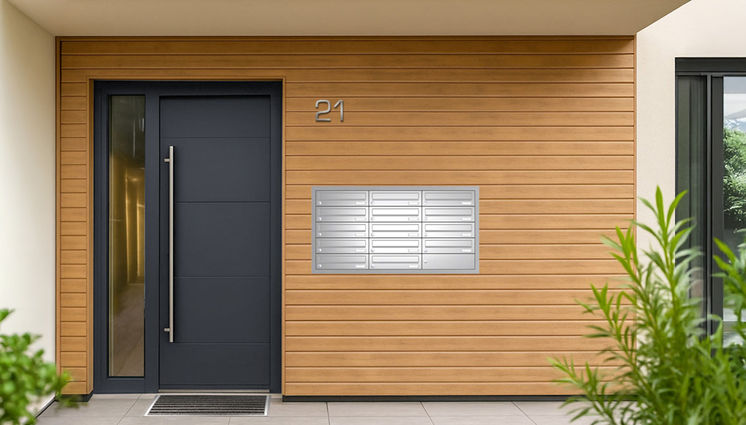 Briefkastenanlage | Unterputz | 14-fach | Waagerecht | Edelstahl