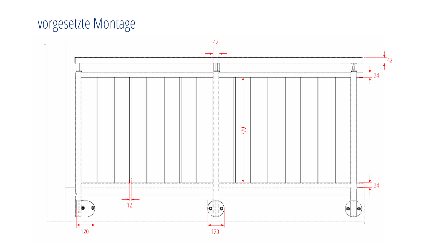 Balkongeländer verzinkt Kerze Ornament 