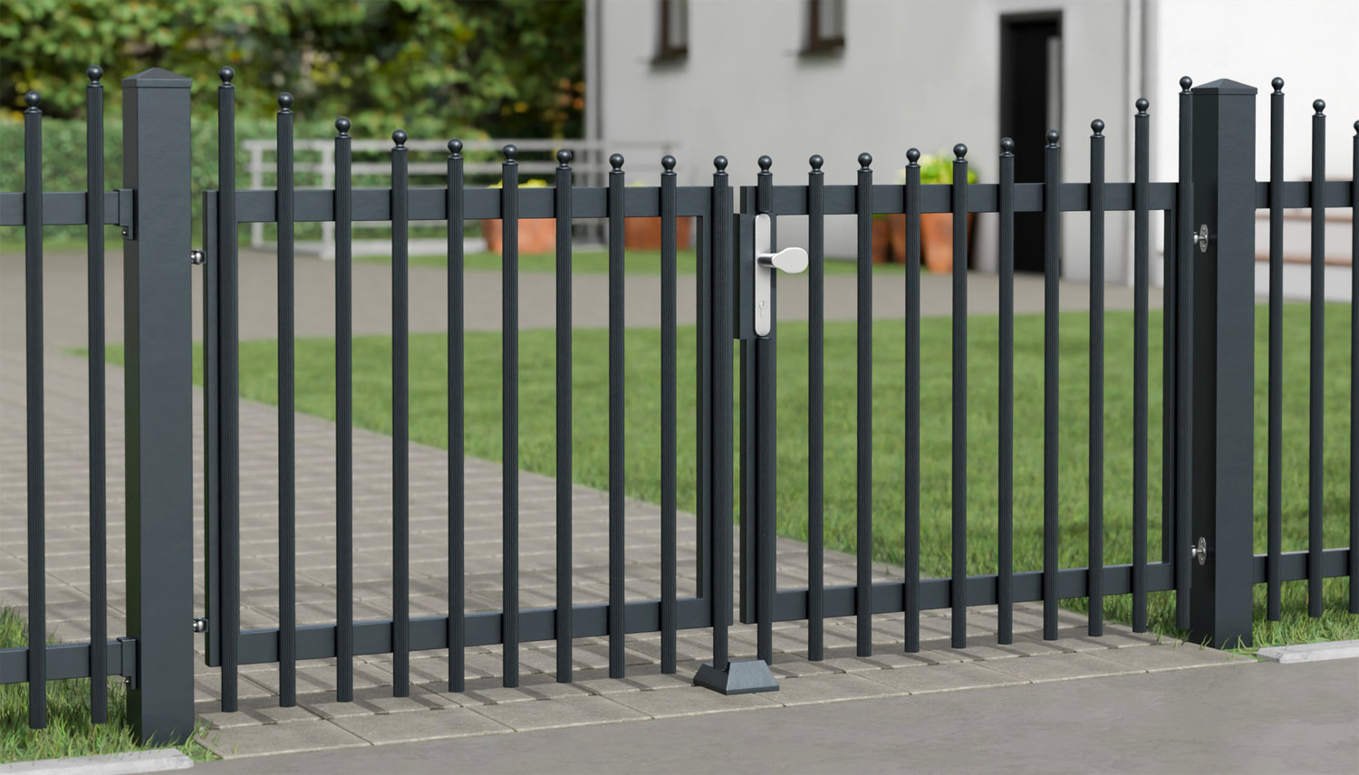 Gartentor Alu 2-flügelig Palisaden Elegant, UB