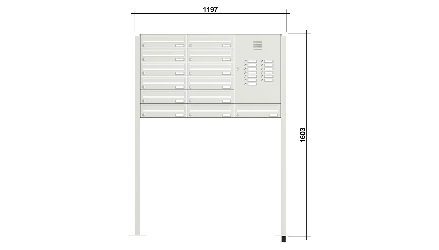 Briefkastenanlage | Freistehend | 13-fach | Waagerecht | Audio | Video | Farbe