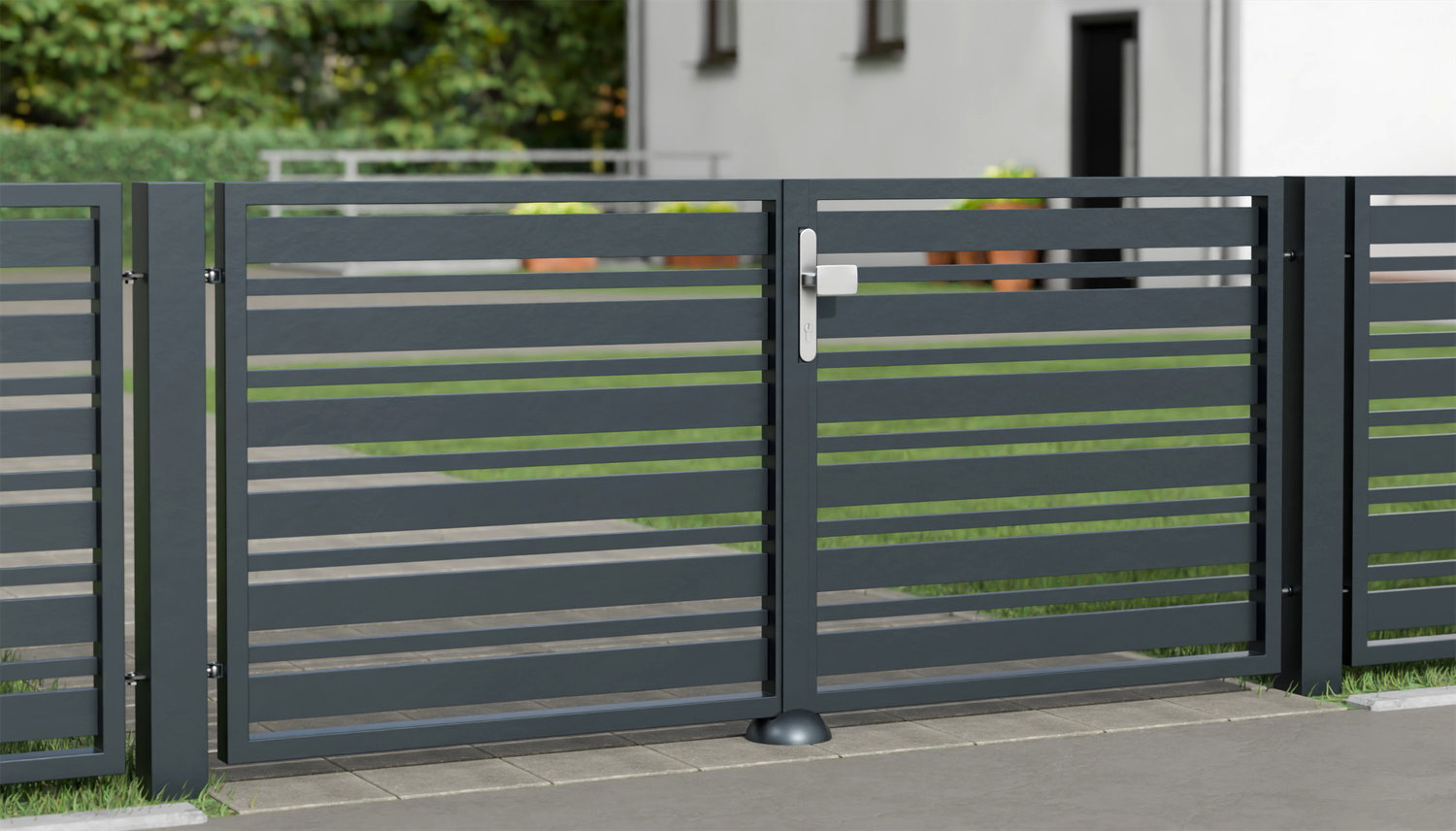 Gartentor Alu 2-flügelig Sichtschutz Lamellen 2, GE