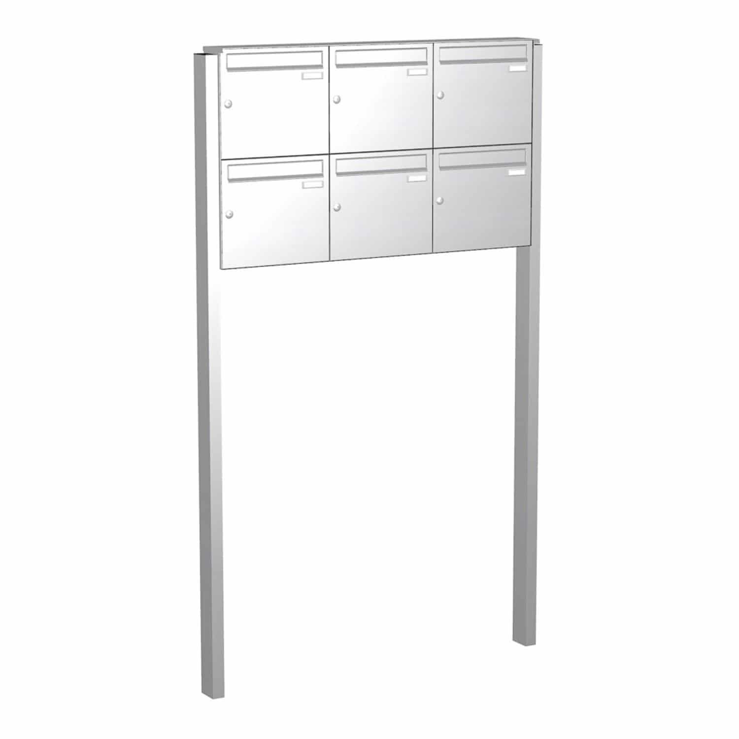 Briefkastenanlage | Freistehend | 6-fach | Senkrecht | Edelstahl