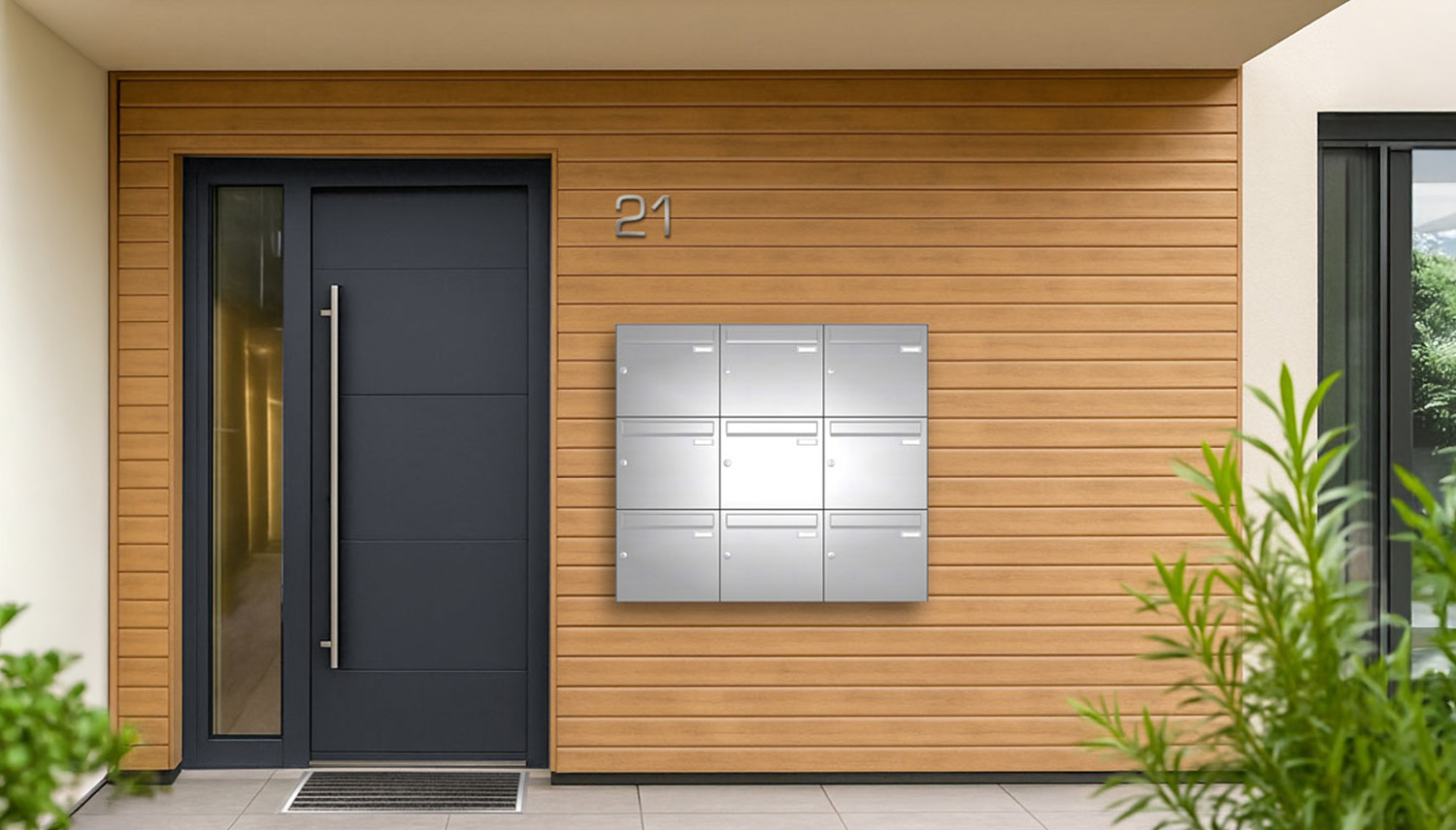 Briefkastenanlage | Aufputz | 9-fach | Senkrecht | Edelstahl