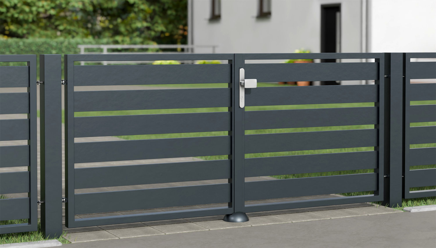 Gartentor Alu 2-flügelig Sichtschutz Lamellen, GE