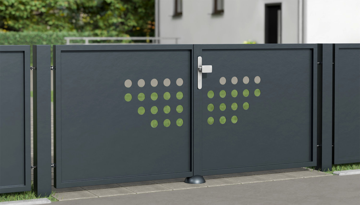 Gartentor Alu 2-flügelig Sichtschutz RLH, GE