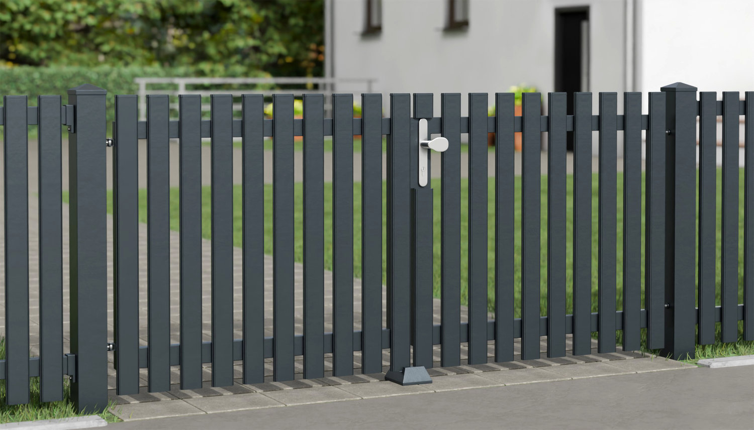 Gartentor Alu 2-flügelig Latten Modern, GE