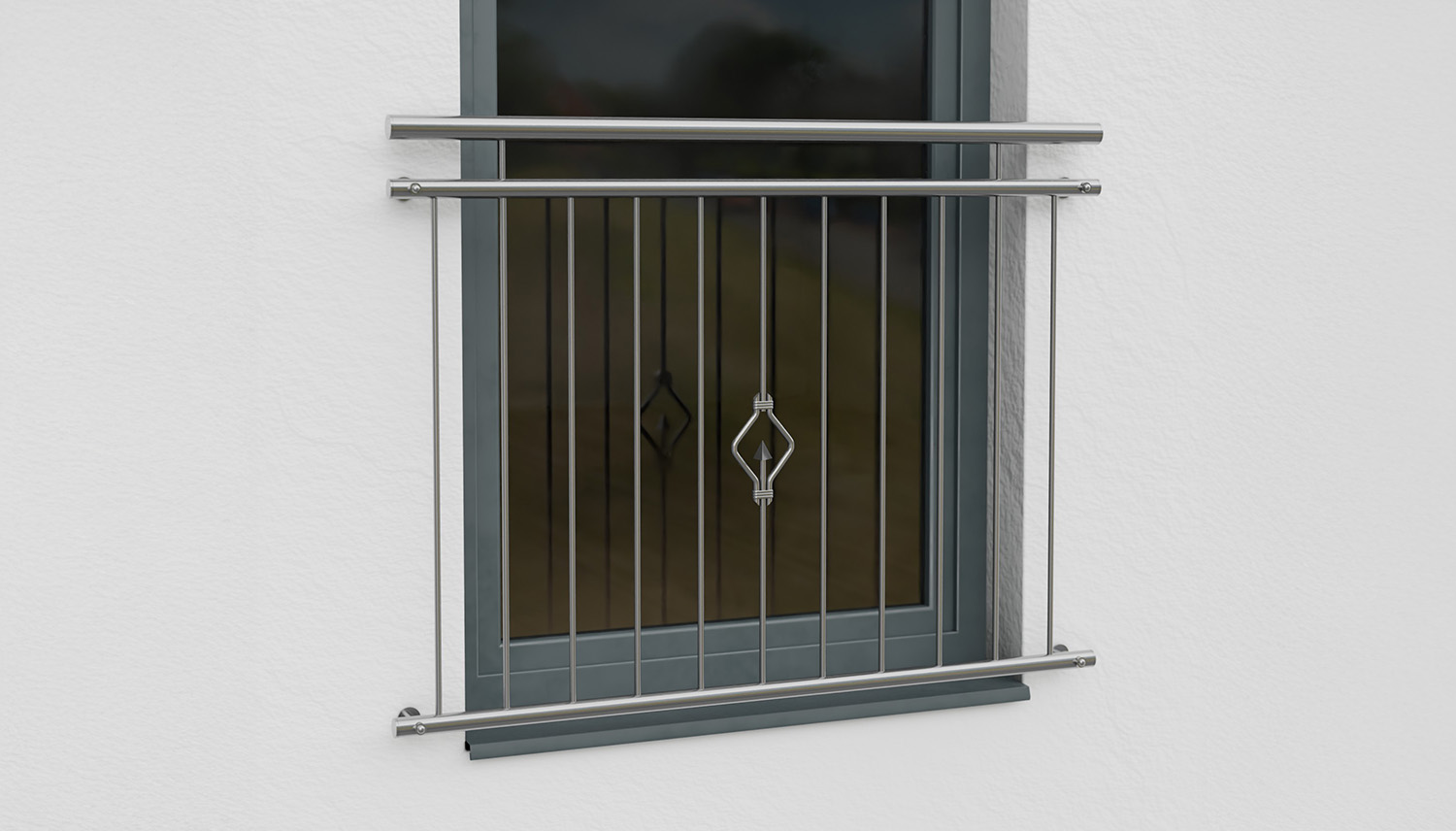 Französischer Balkon Edelstahl Dreieck Ornament 