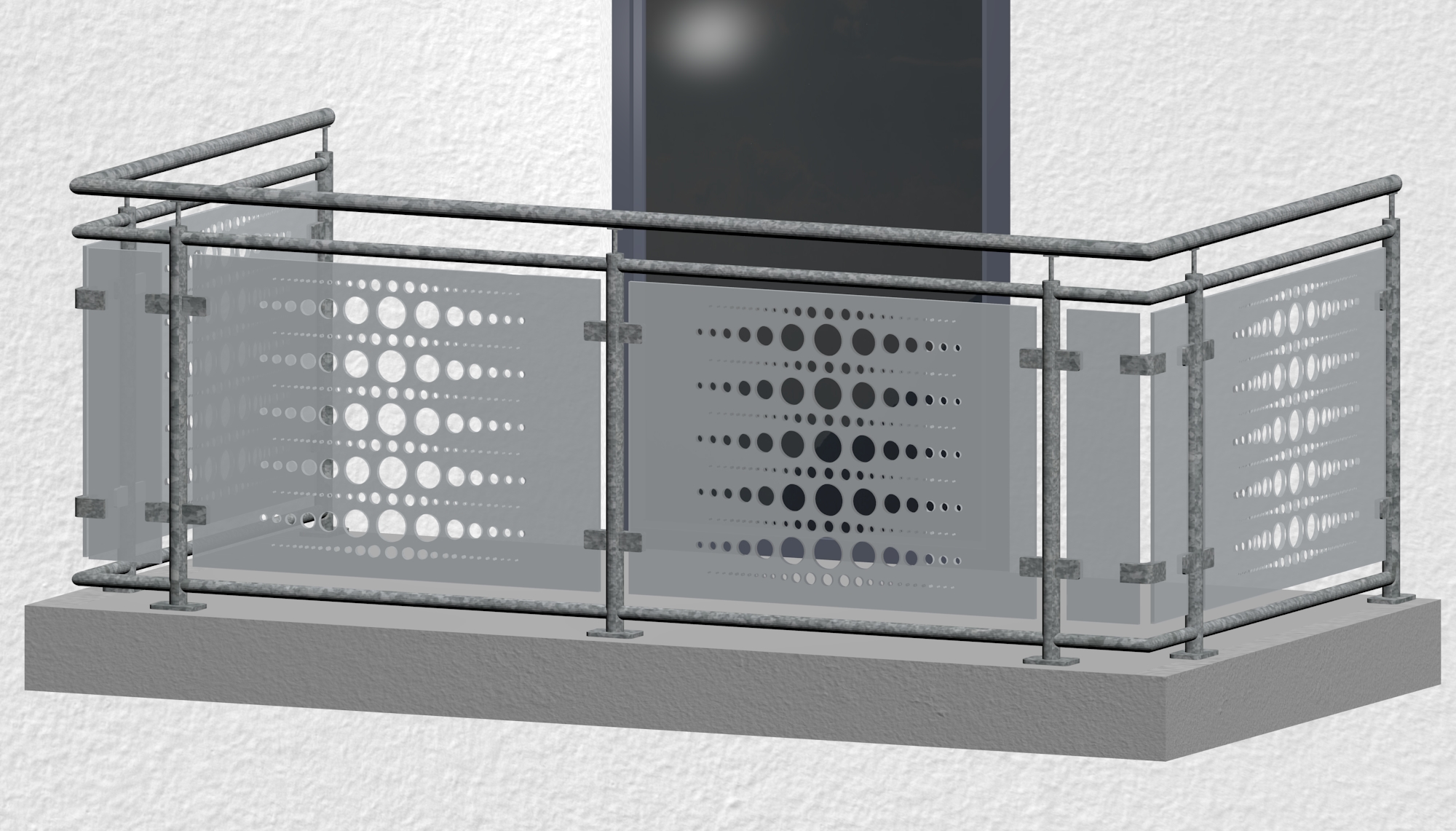 Balkongeländer verzinkt Designglas PE 2