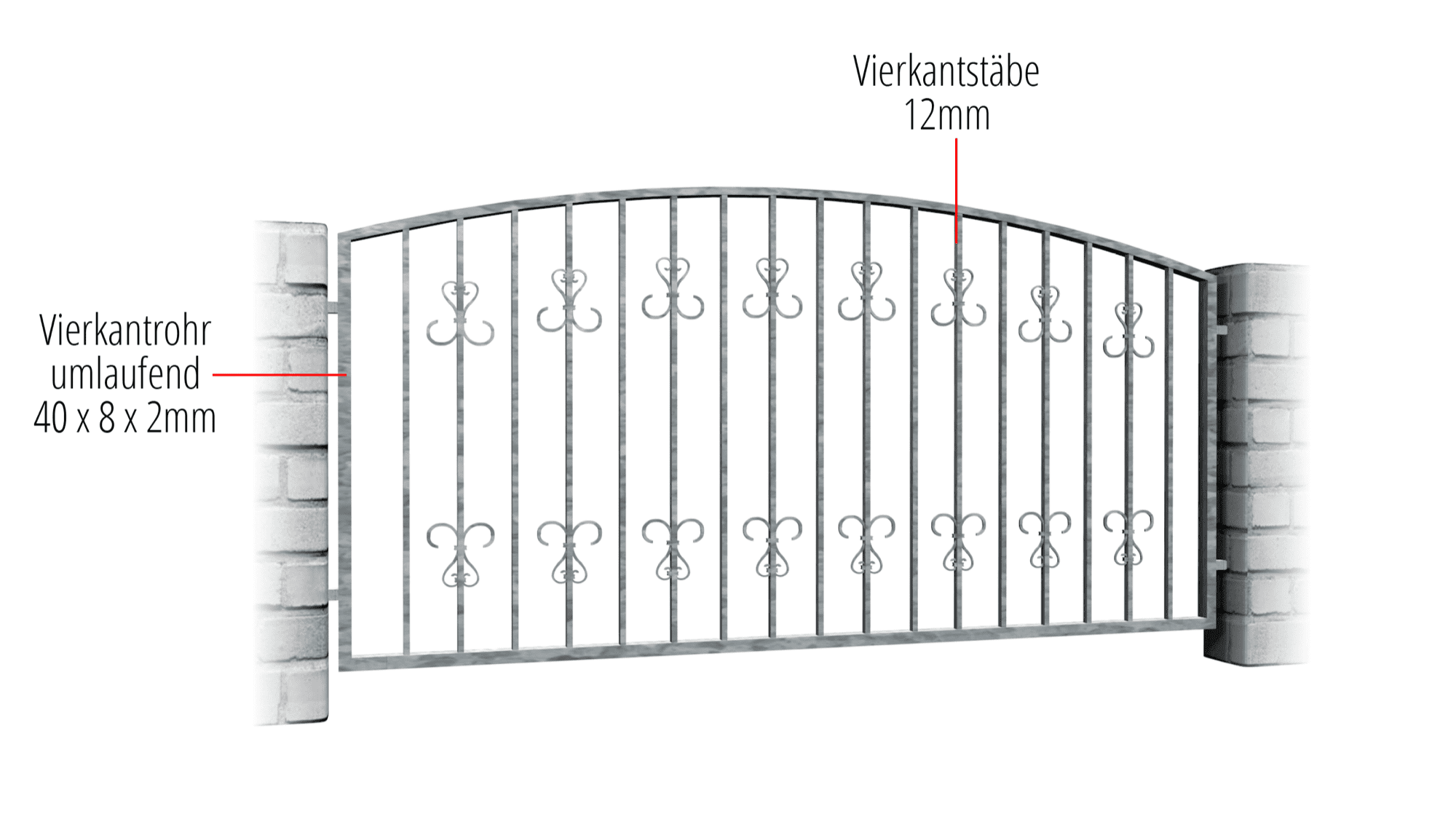 Gartenzaun verzinkt Schnörkel 2, OB