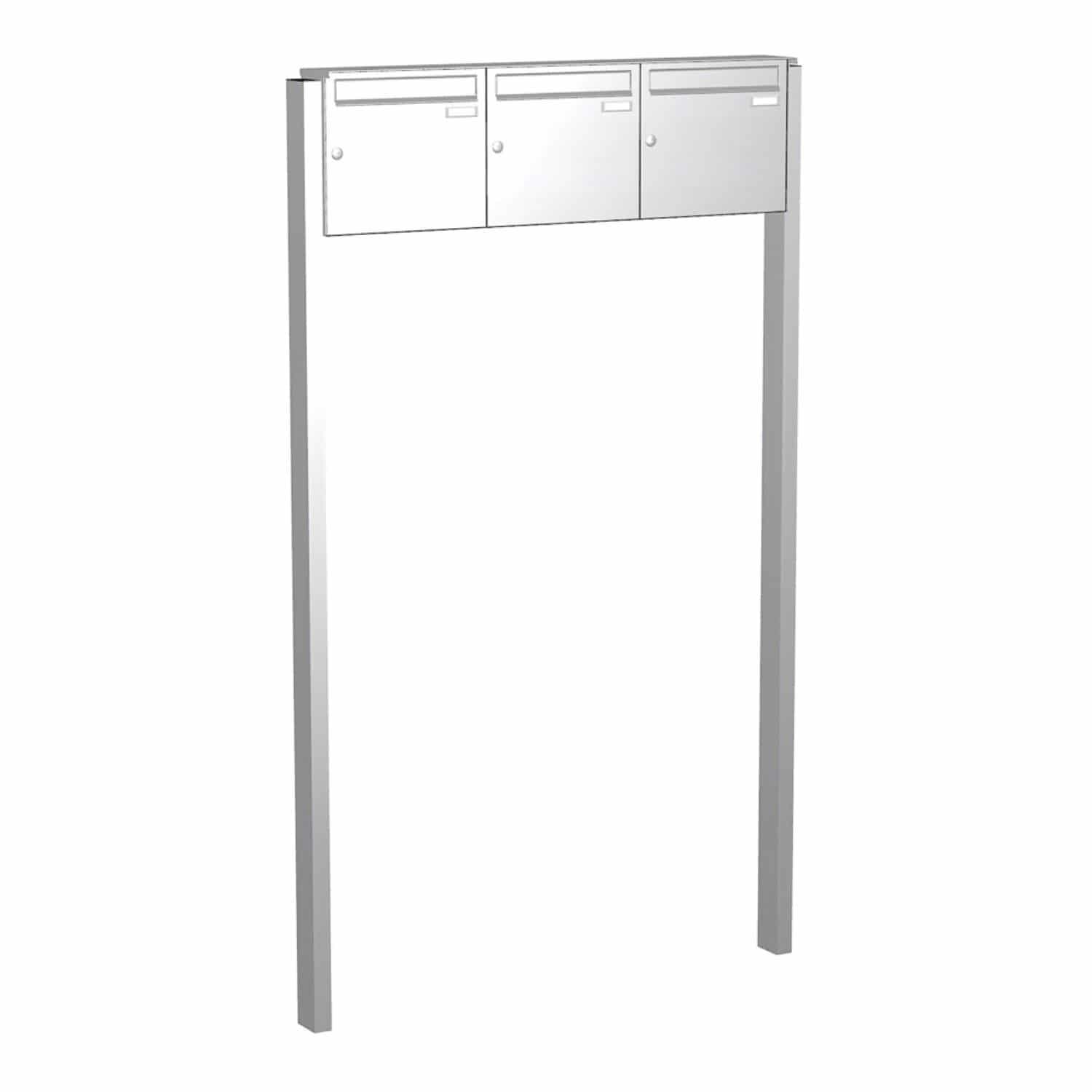 Briefkastenanlage | Freistehend | 3-fach | Senkrecht | Edelstahl