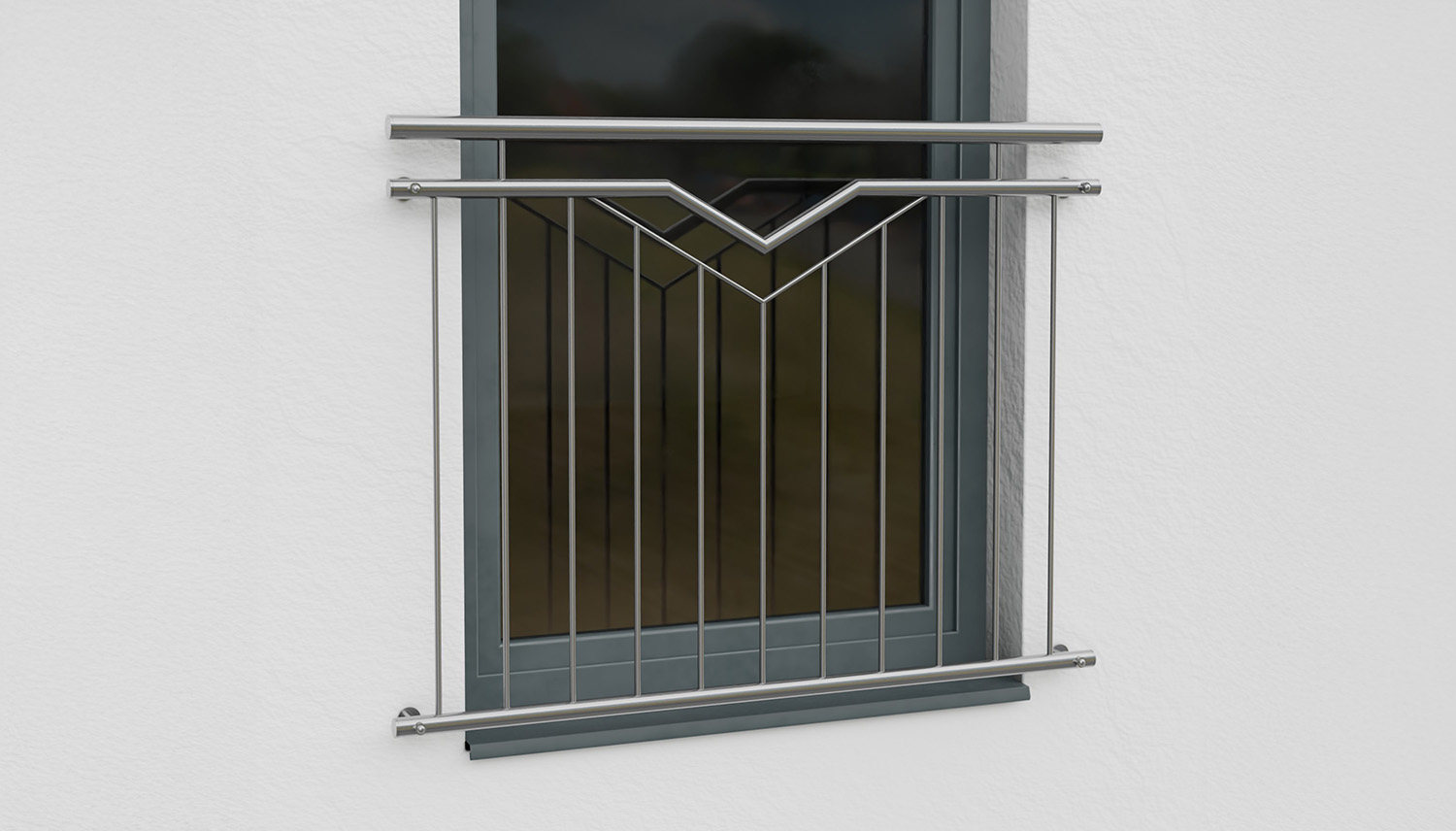 Französischer Balkon Edelstahl Doppel-V