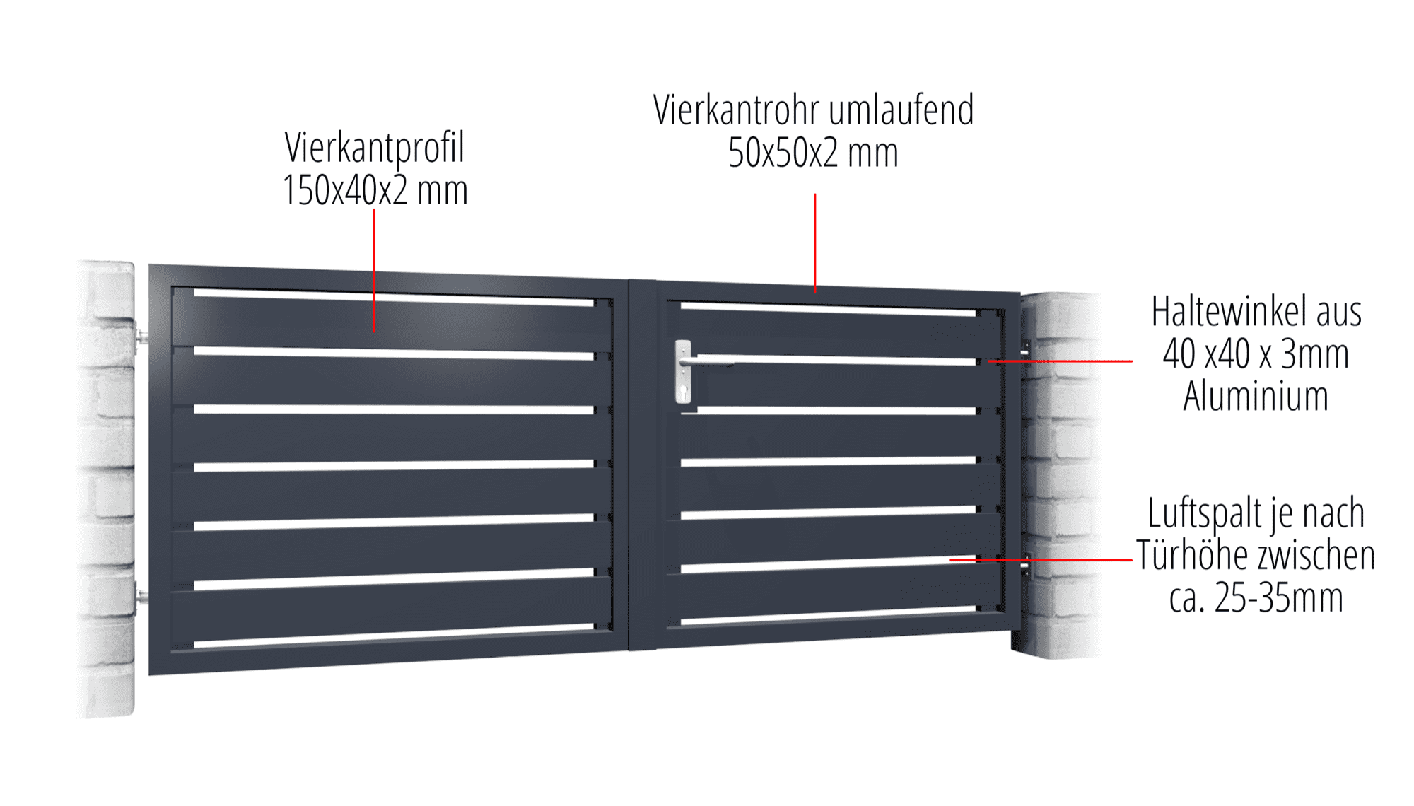 Gartentor Alu 2-flügelig Sichtschutz, GE