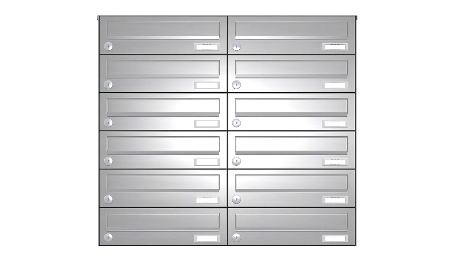 Briefkastenanlage | Aufputz | 12-fach | Waagerecht | Edelstahl