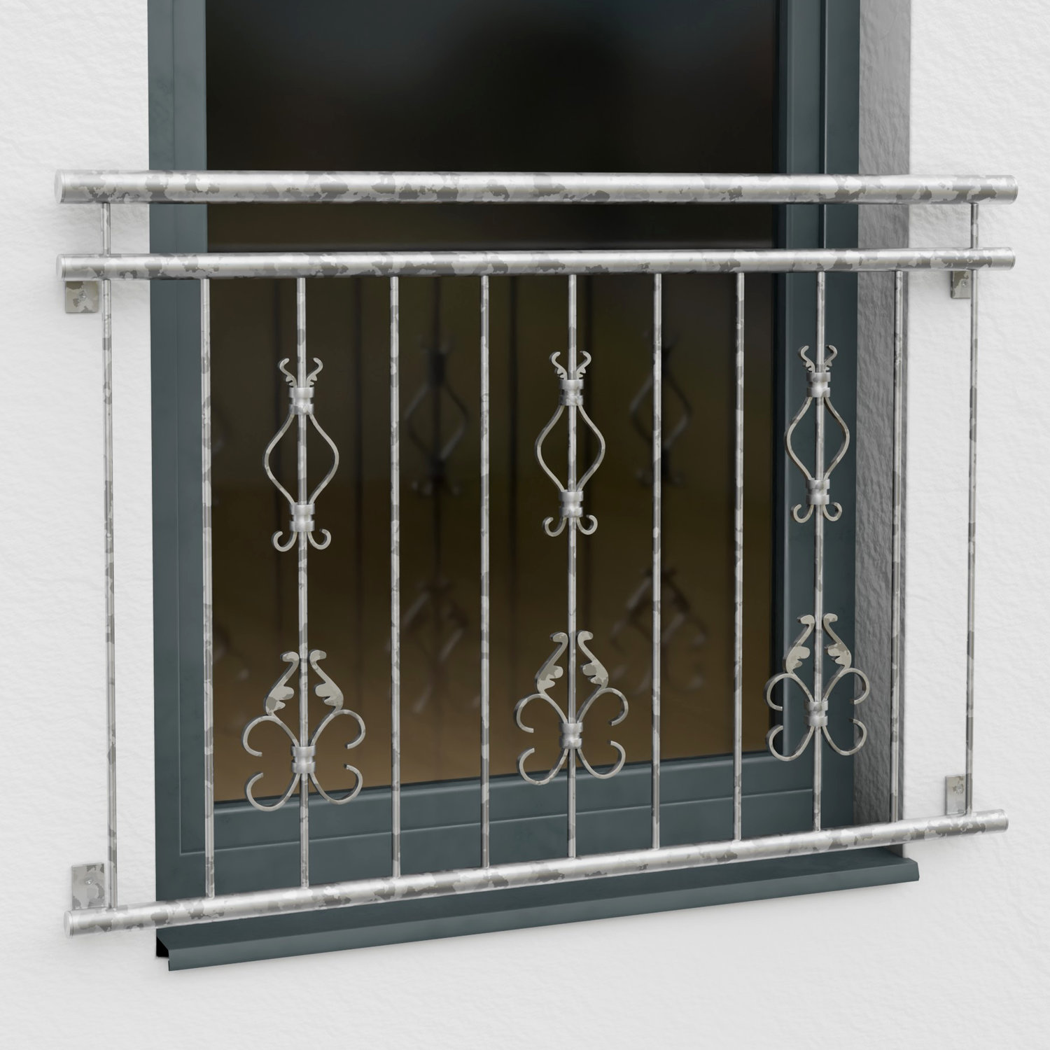 Französischer Balkon verzinkt Arkantus Triple Ornament 