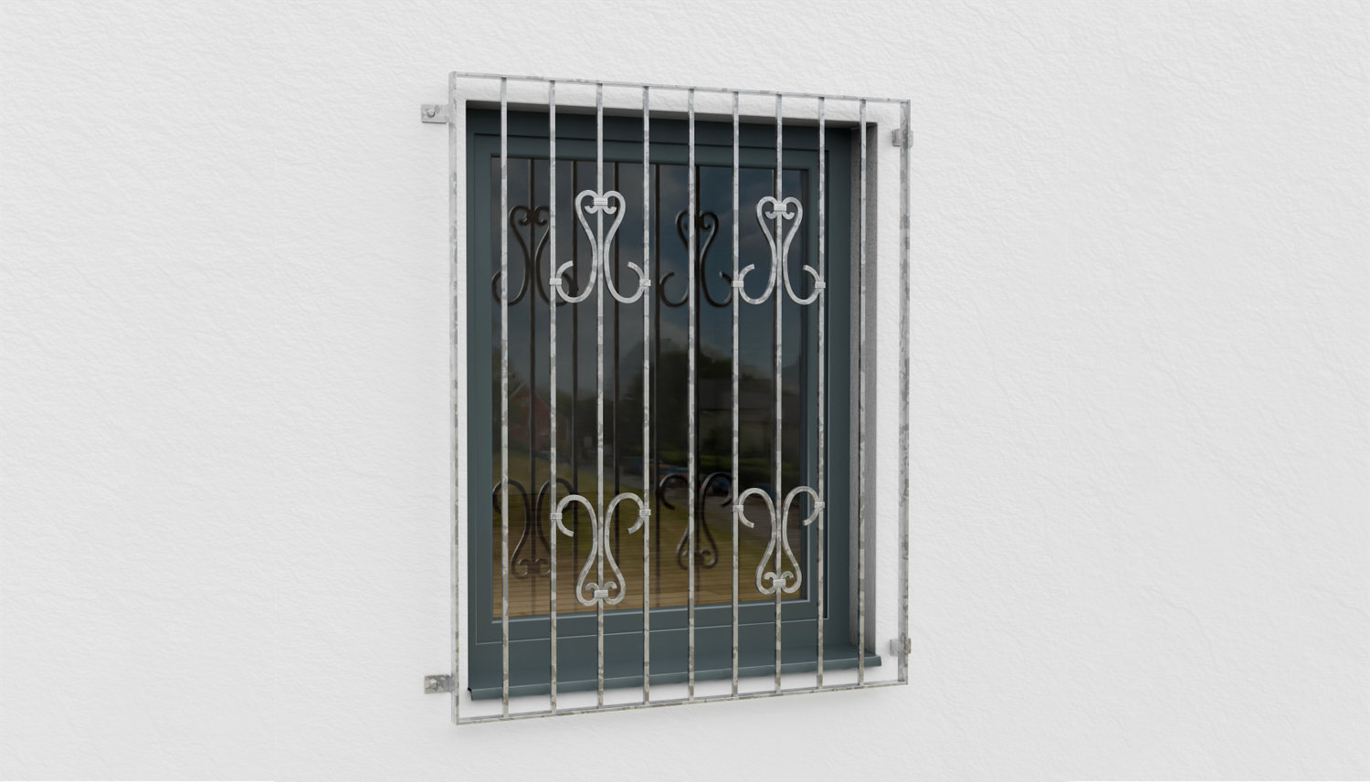 Fenstergitter verzinkt Schnörkel 2