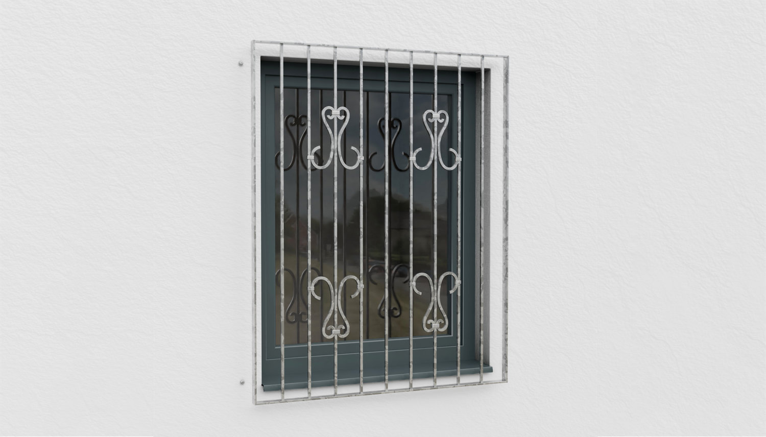 Fenstergitter verzinkt Schnörkel 2