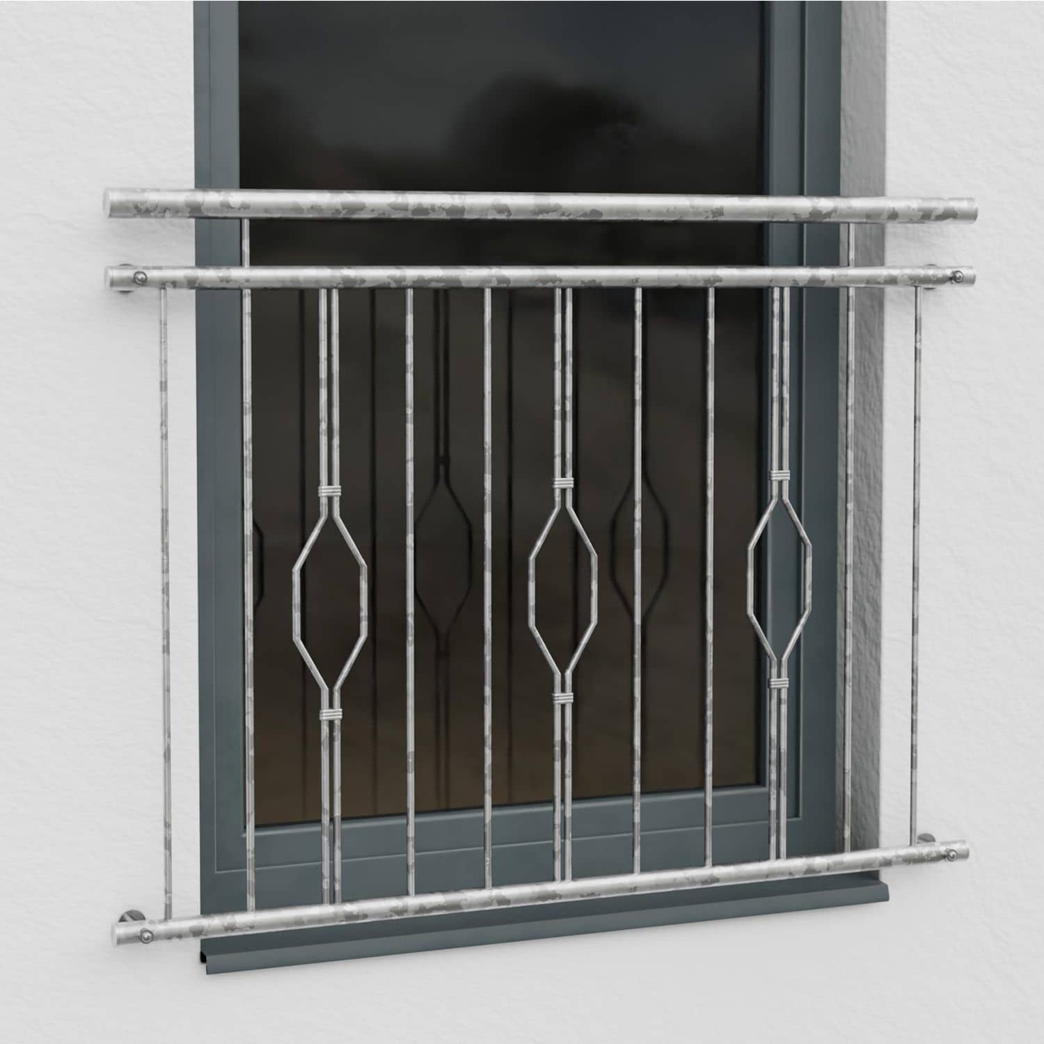 Französischer Balkon verzinkt 6-Eck Triple Ornament 