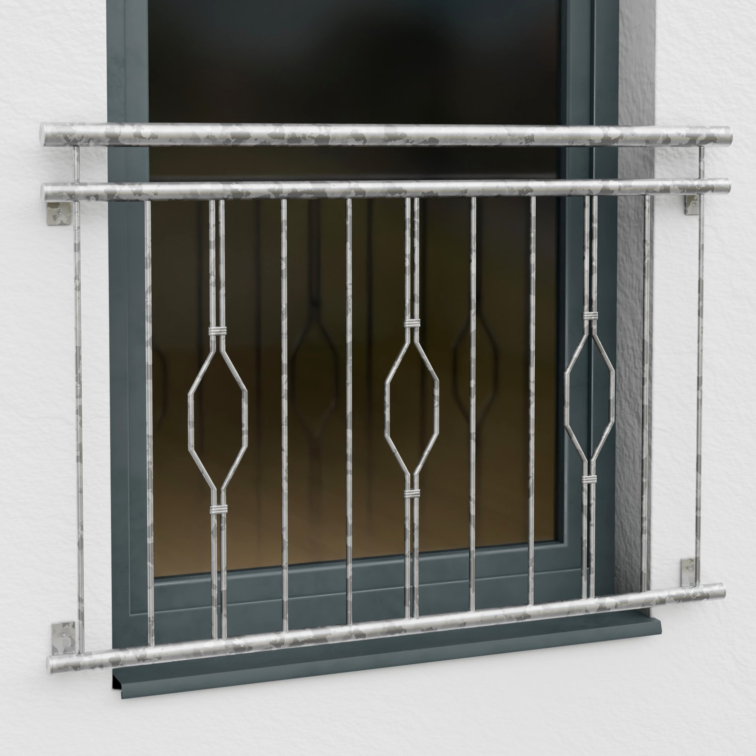 Französischer Balkon verzinkt 6-Eck Triple Ornament 