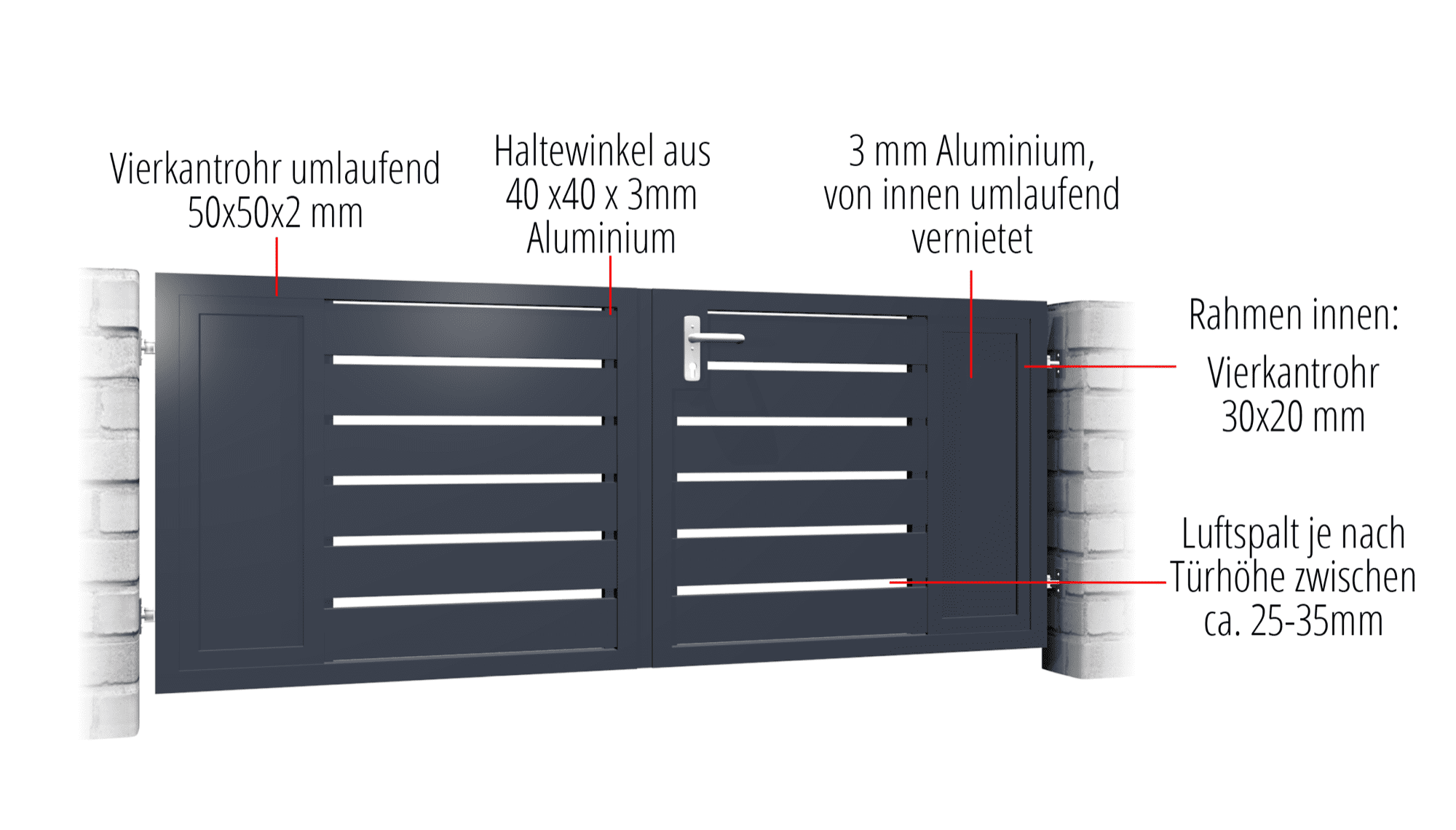 Gartentor Alu 2-flügelig Sichtschutz KSB, GE