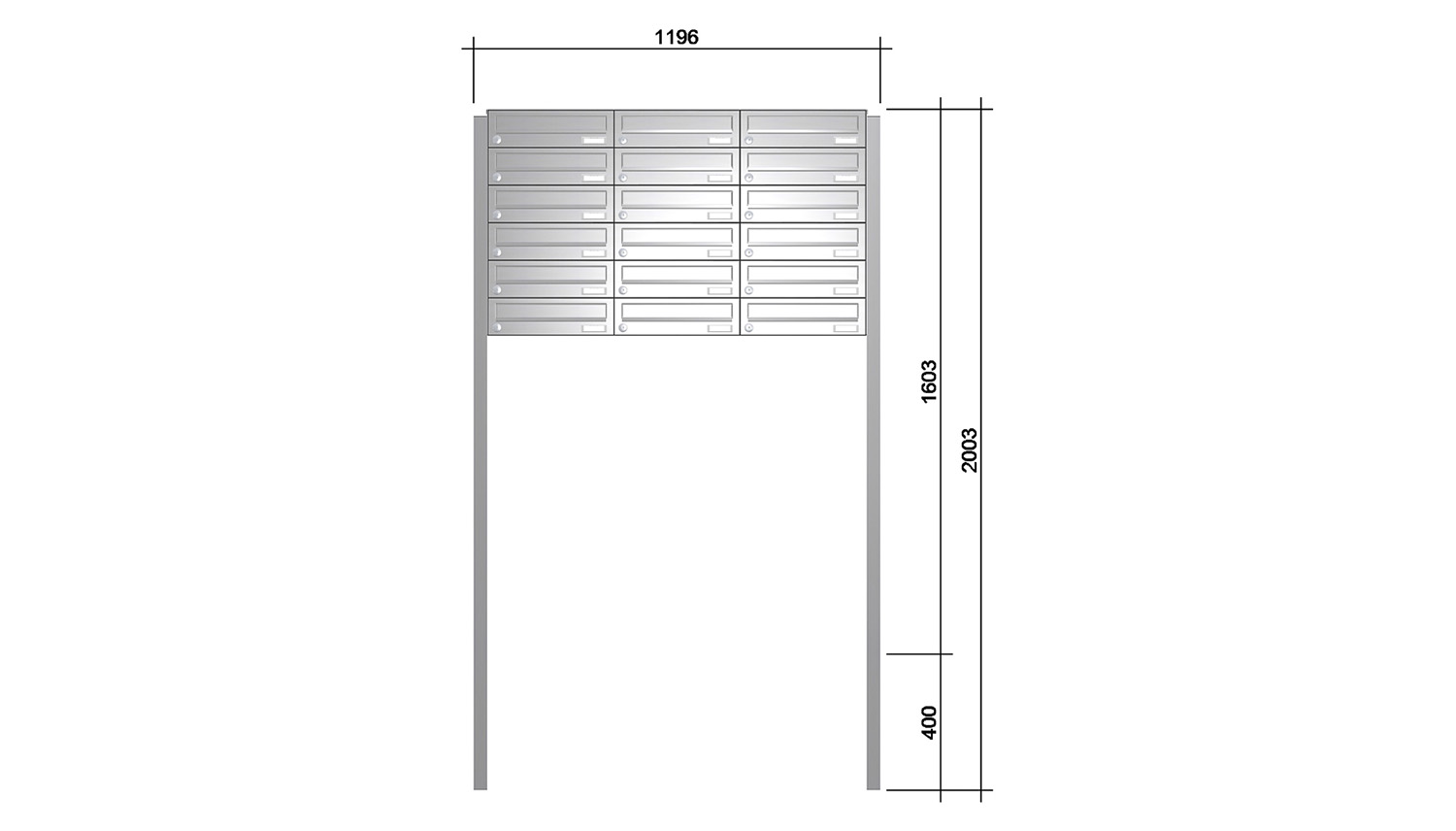 Briefkastenanlage | Freistehend | 18-fach | Waagerecht | Edelstahl