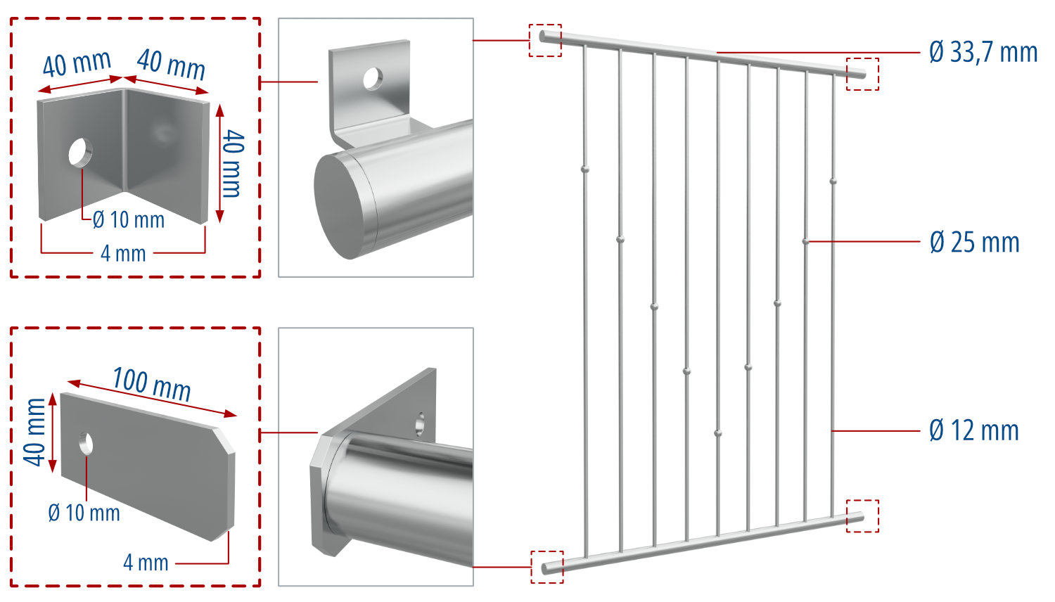 Fenstergitter Edelstahl V-Kugeln 2