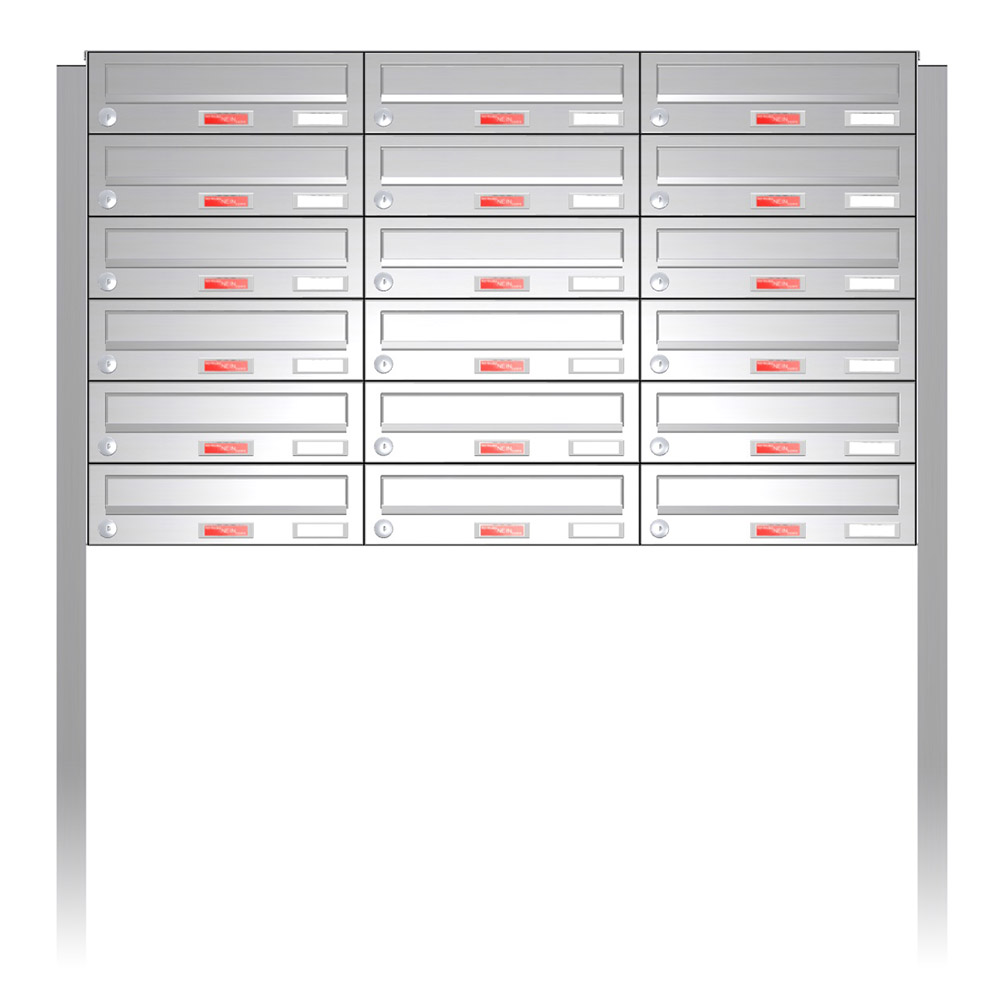 Briefkastenanlage | Freistehend | 18-fach | Waagerecht | Edelstahl