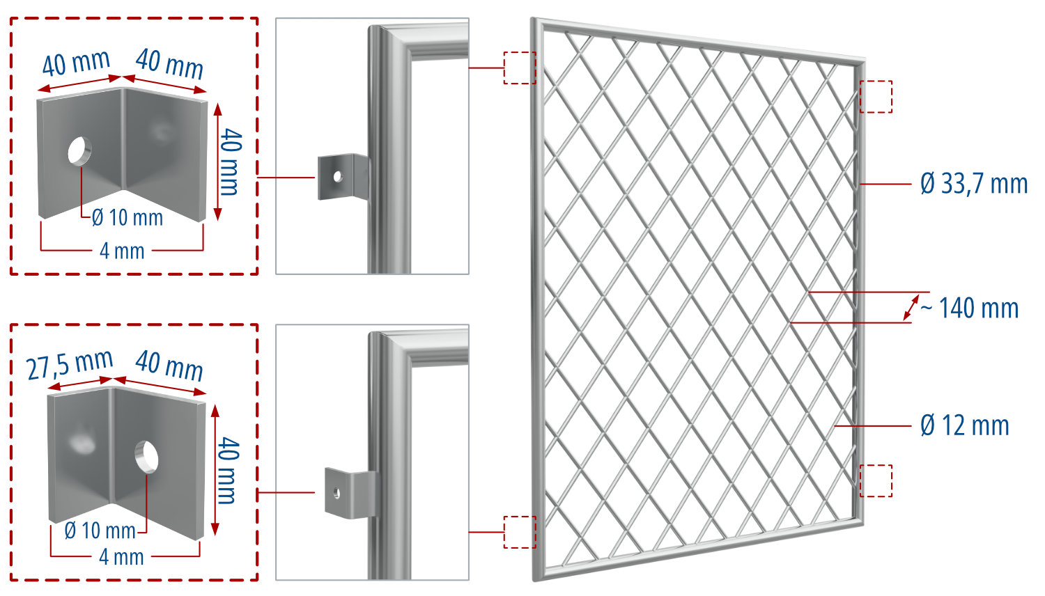 Fenstergitter Edelstahl Rauten Rundstab