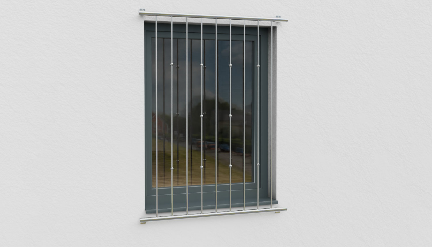 Fenstergitter Edelstahl Kugeln versetzt 2