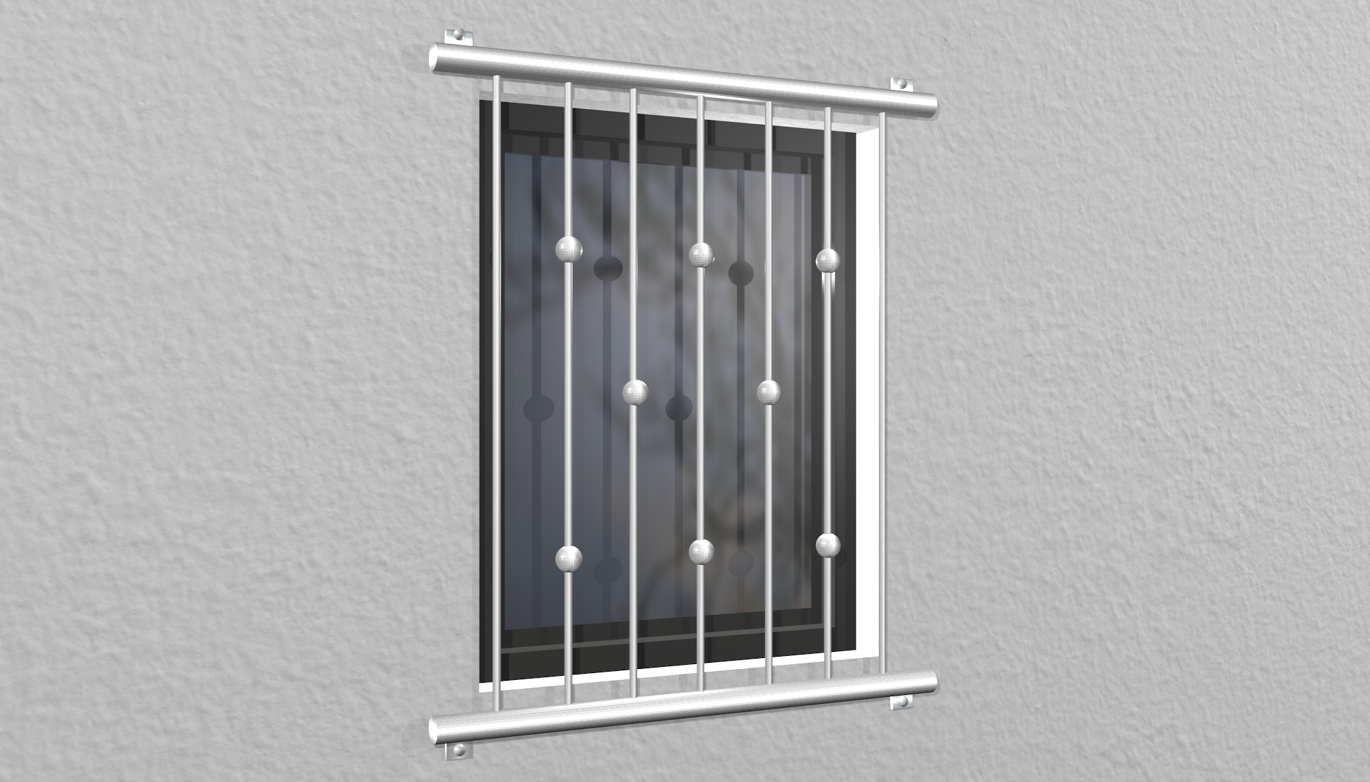 Fenstergitter Edelstahl Kugeln versetzt 2