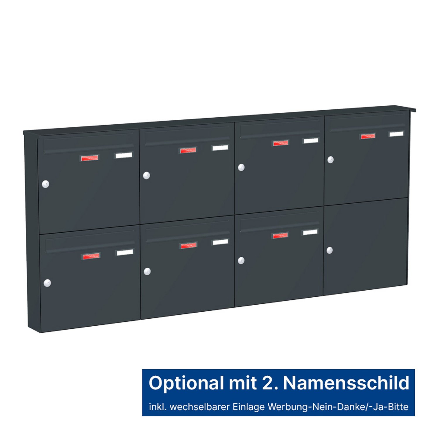 Briefkastenanlage | Aufputz | 7-fach | Senkrecht | Farbe