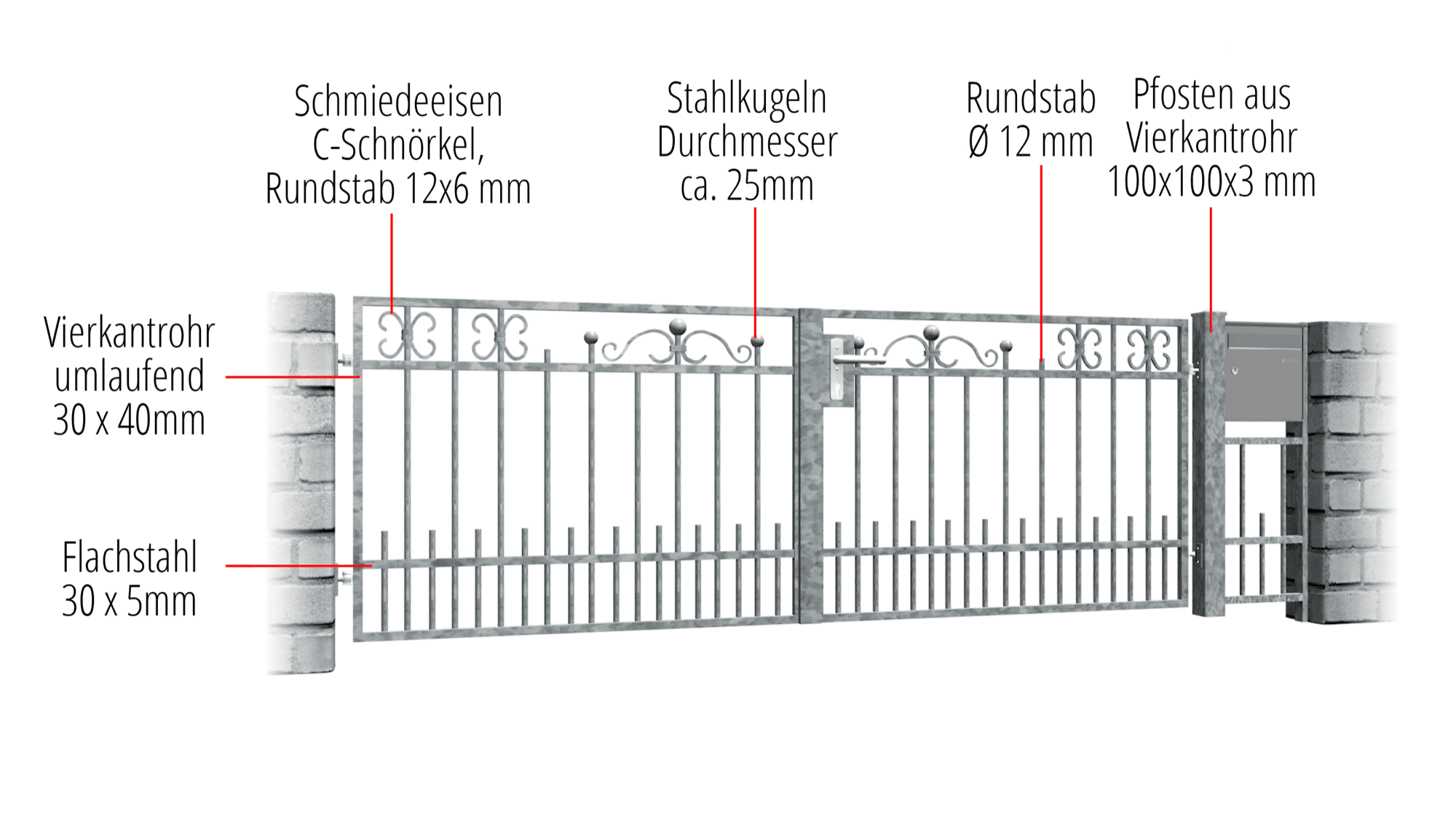 Gartentor verzinkt 2-flügelig Berlin, GE, BK