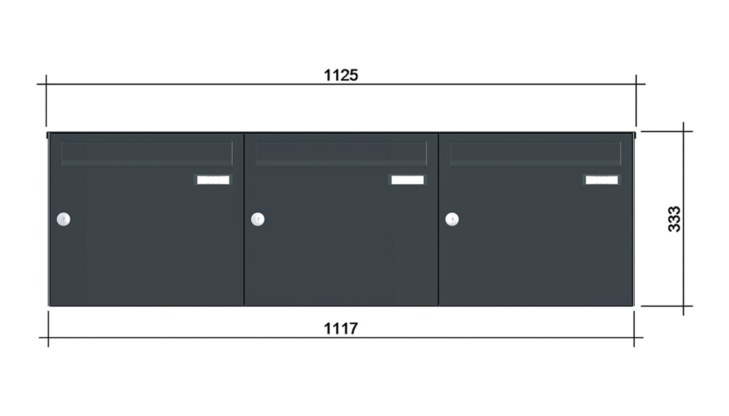 Briefkastenanlage | Aufputz | 3-fach | Senkrecht | Farbe