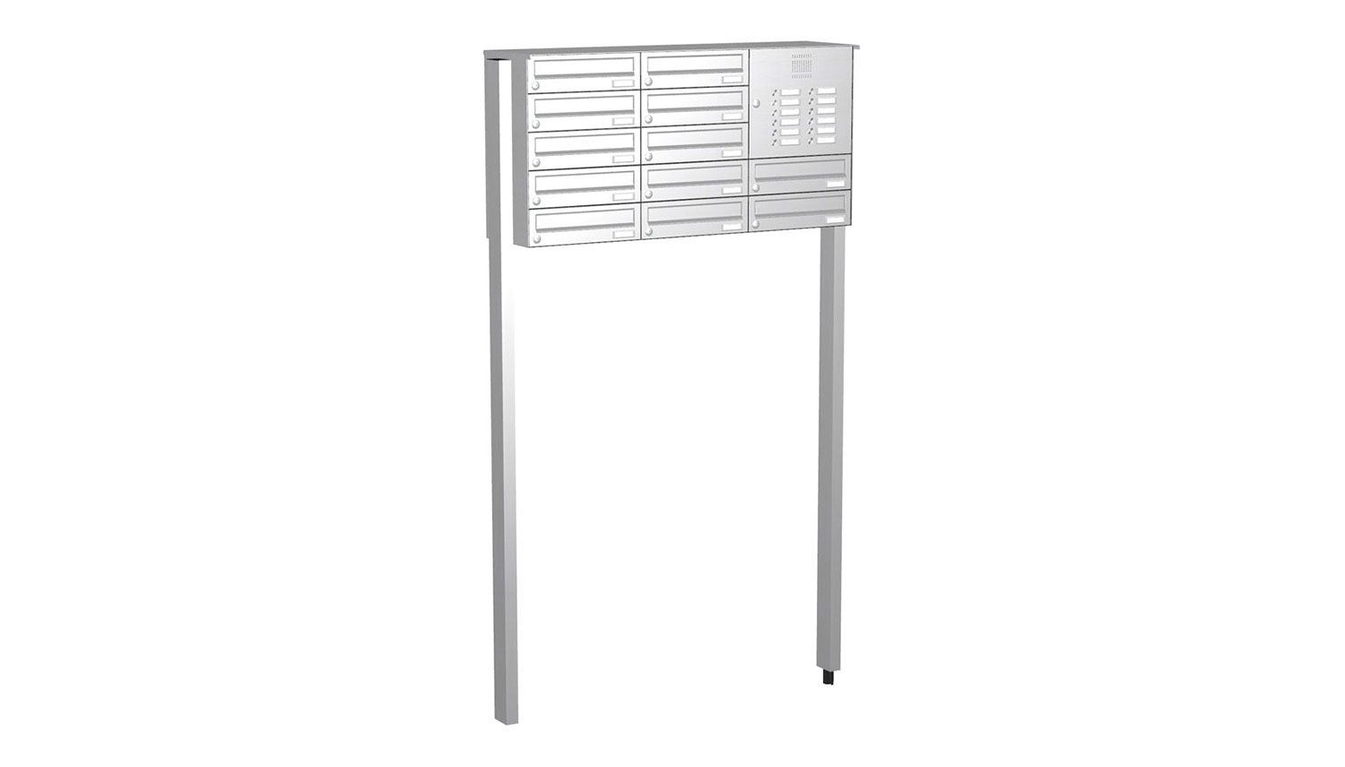 Briefkastenanlage | Freistehend | 12-fach | Waagerecht | Audio | Video | Edelstahl