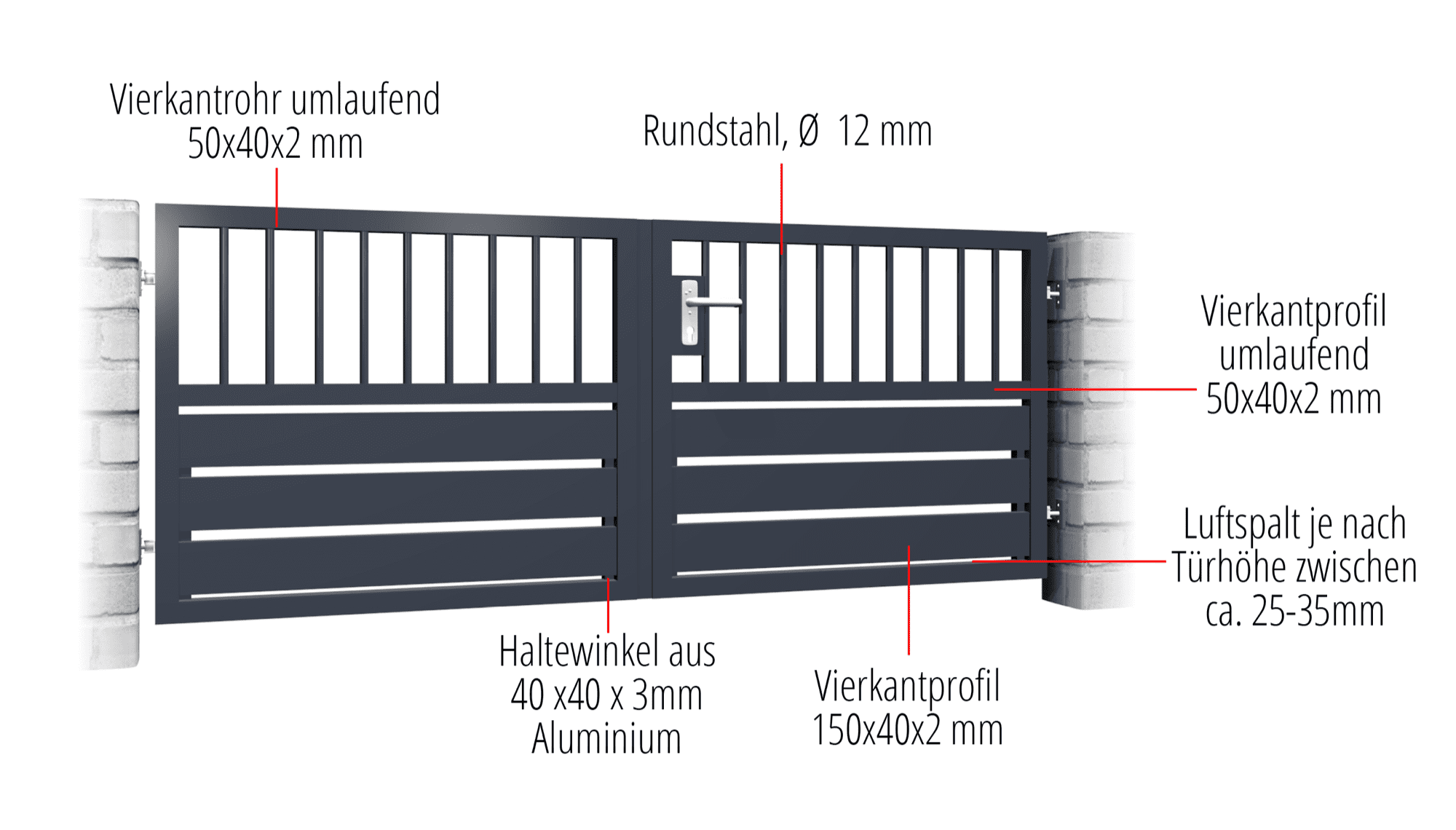 Gartentor Alu 2-flügelig Sichtschutz KSV 1, GE