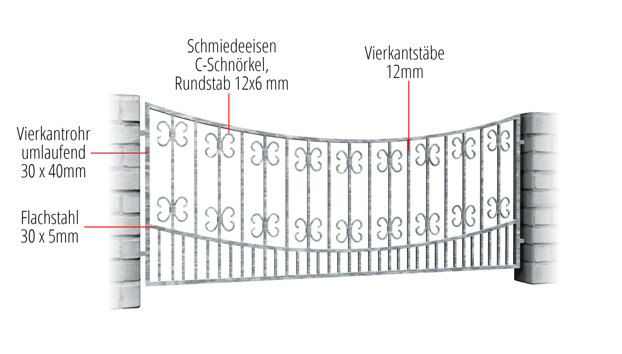 Gartenzaun verzinkt Barock, UB