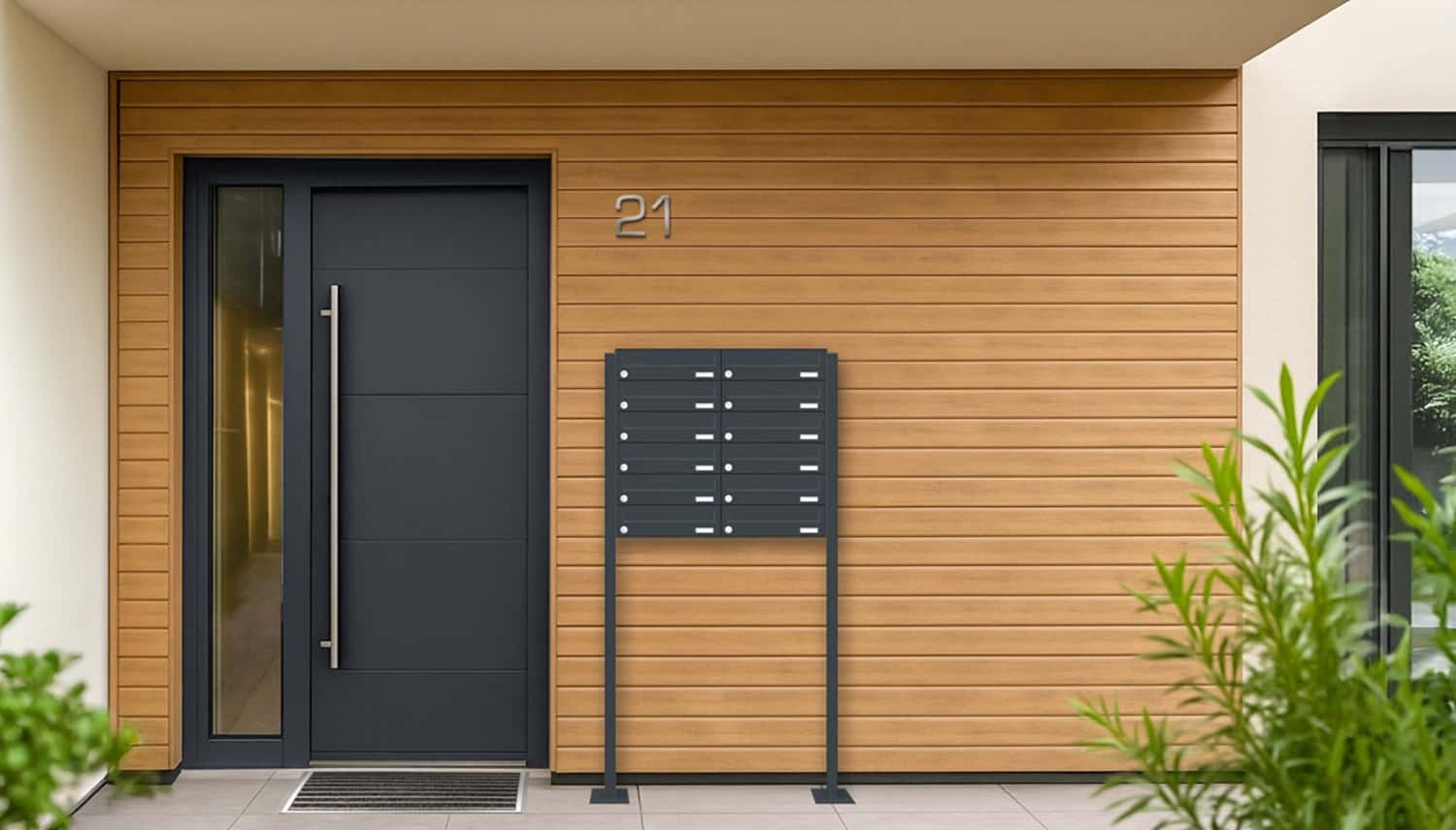 Briefkastenanlage | Freistehend | 12-fach | Waagerecht | Farbe