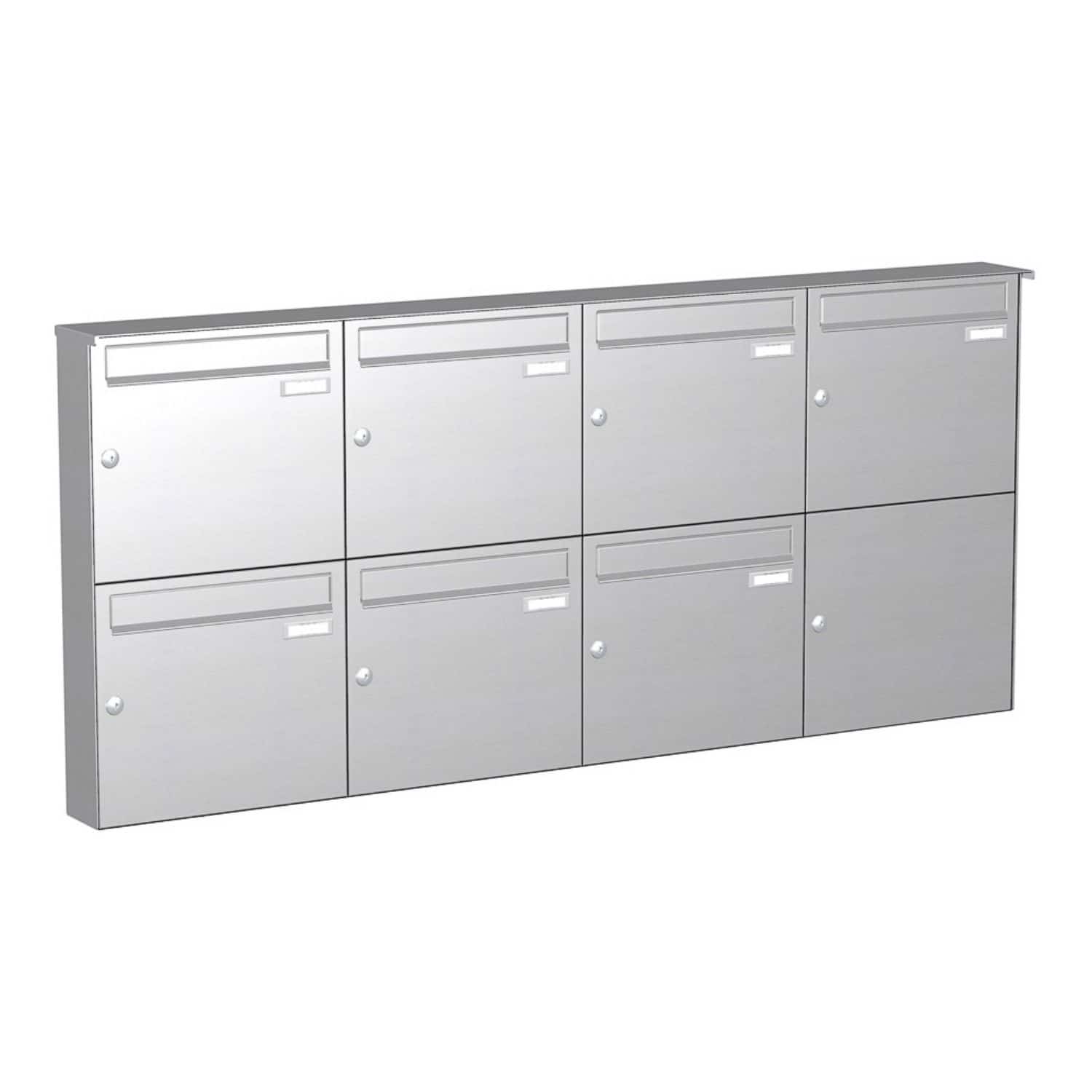 Briefkastenanlage | Aufputz | 7-fach | Senkrecht | Edelstahl
