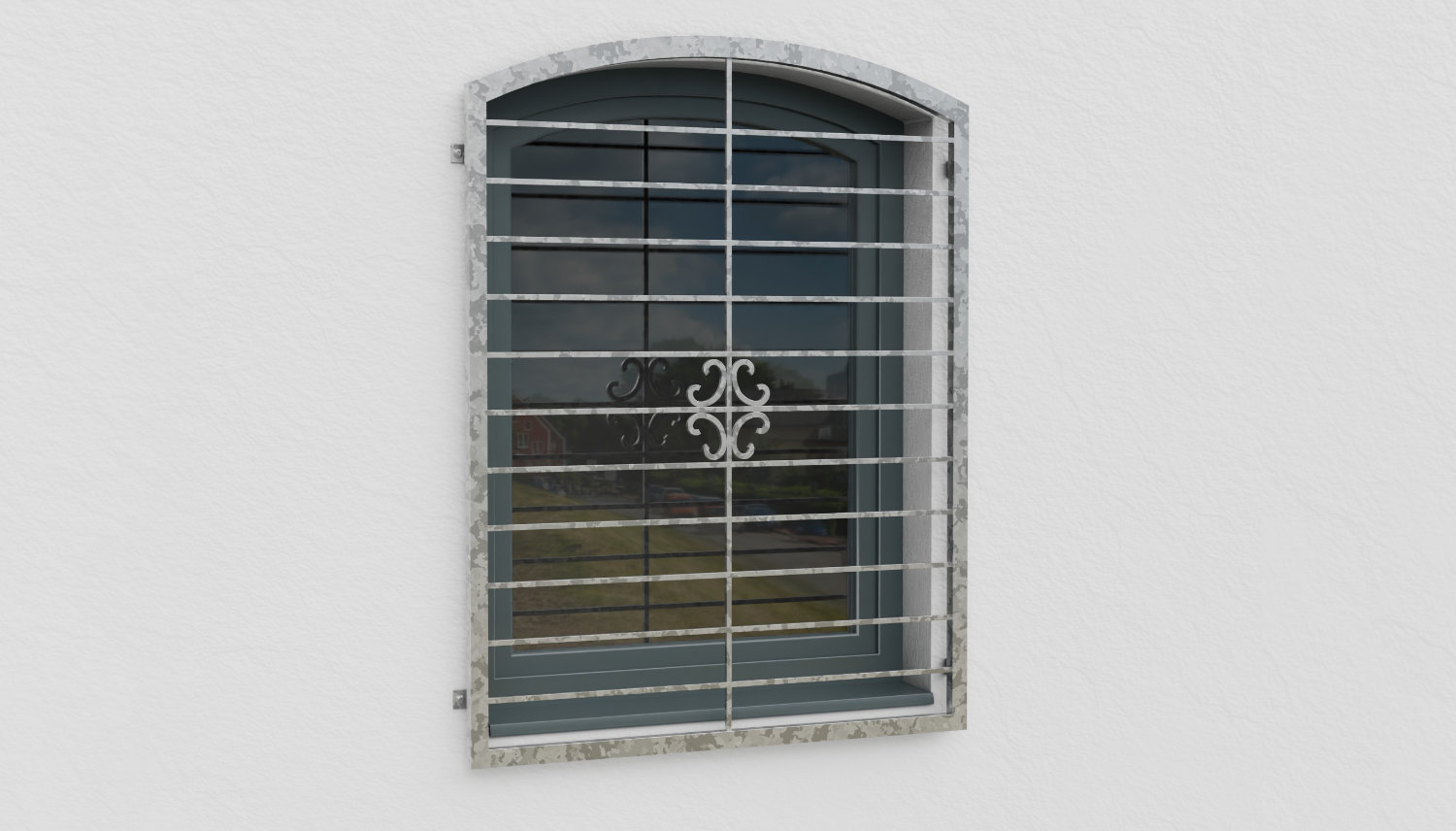Fenstergitter verzinkt Blume Oberbogen 
