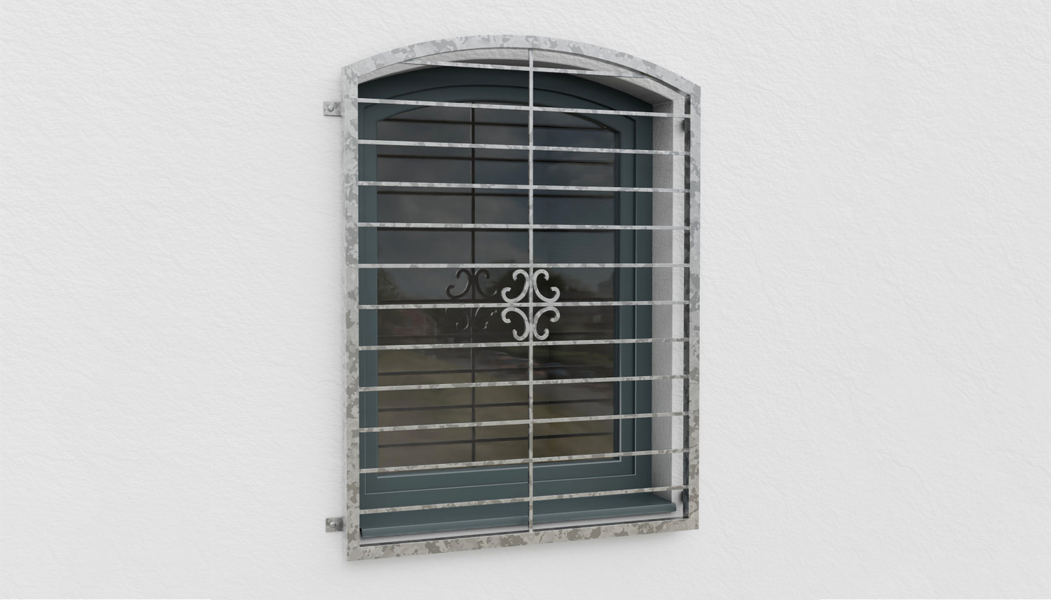 Fenstergitter verzinkt Blume Oberbogen 