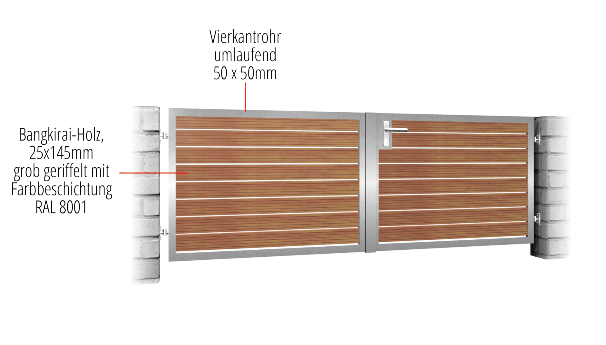 Gartentor Edelstahl 2-flügelig HFW, GE