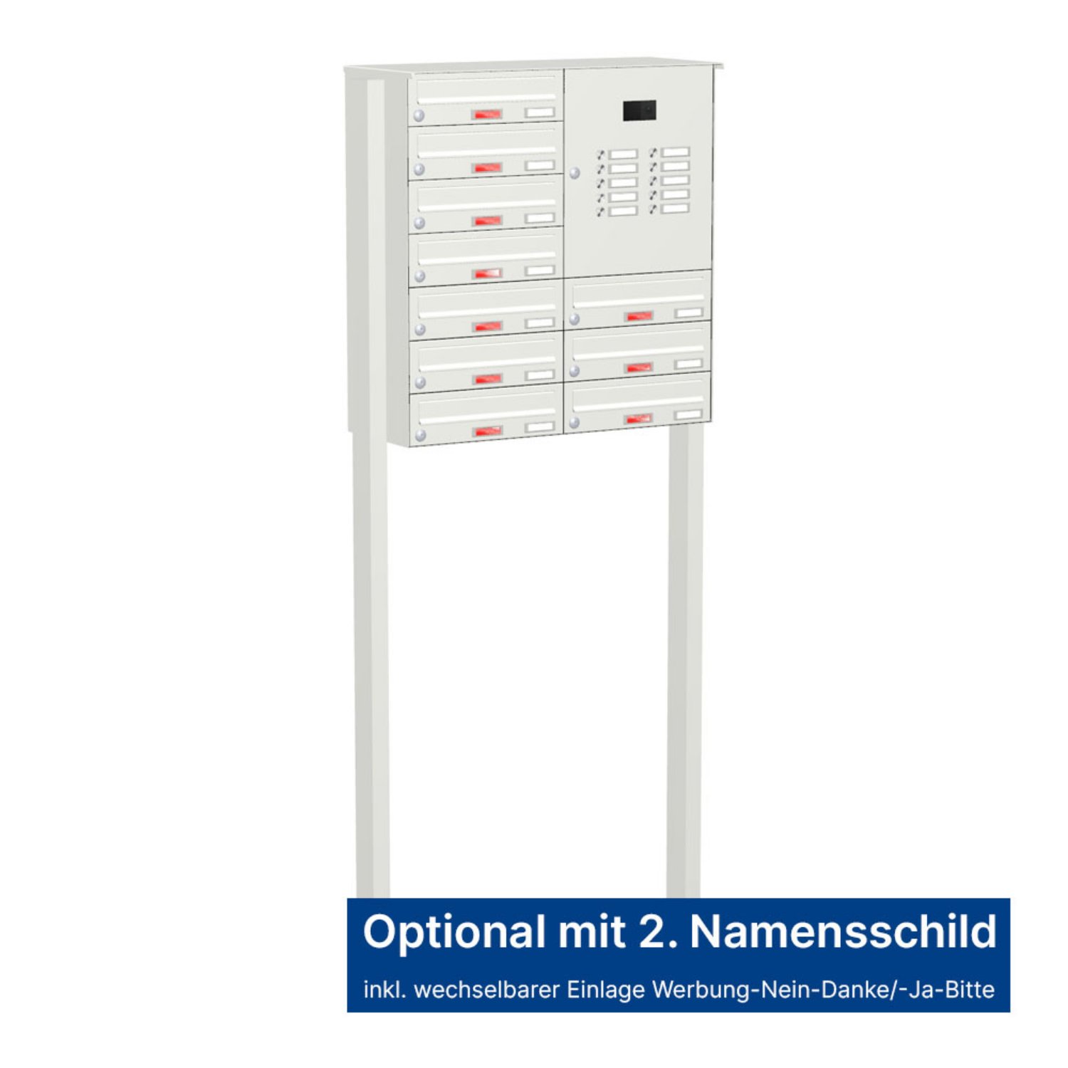 Briefkastenanlage | Freistehend | 10-fach | Waagerecht | Audio | Video | Farbe